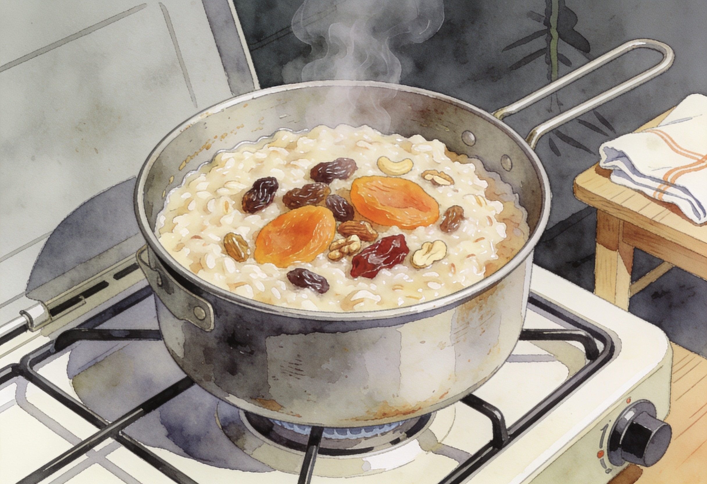 Овсяная каша со сгущенкой и сухофруктами