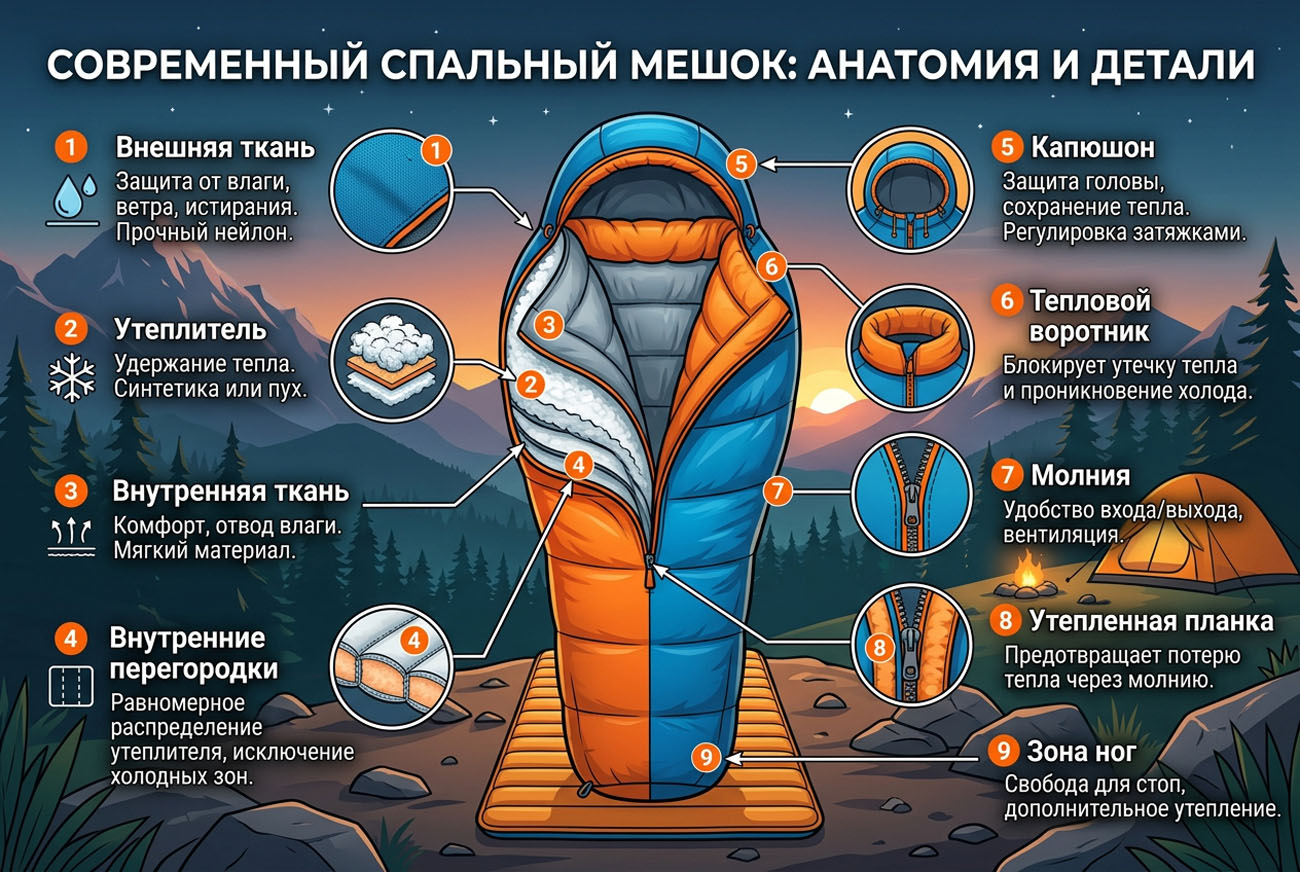 анатомия спального мешка