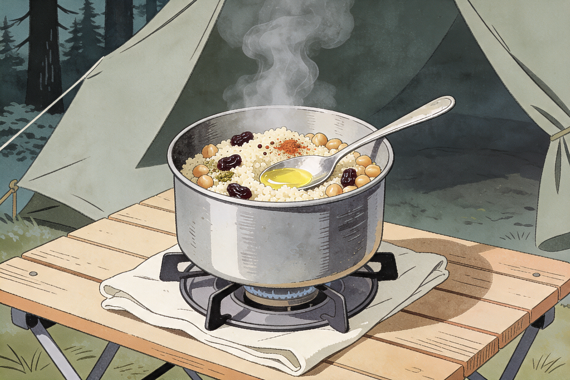 Пряный кускус с нутом и изюмом