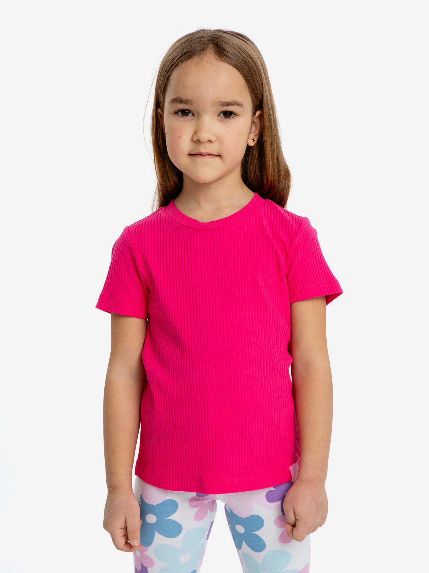 

Футболка в рубчик фуксия для девочки Button Blue, Розовый