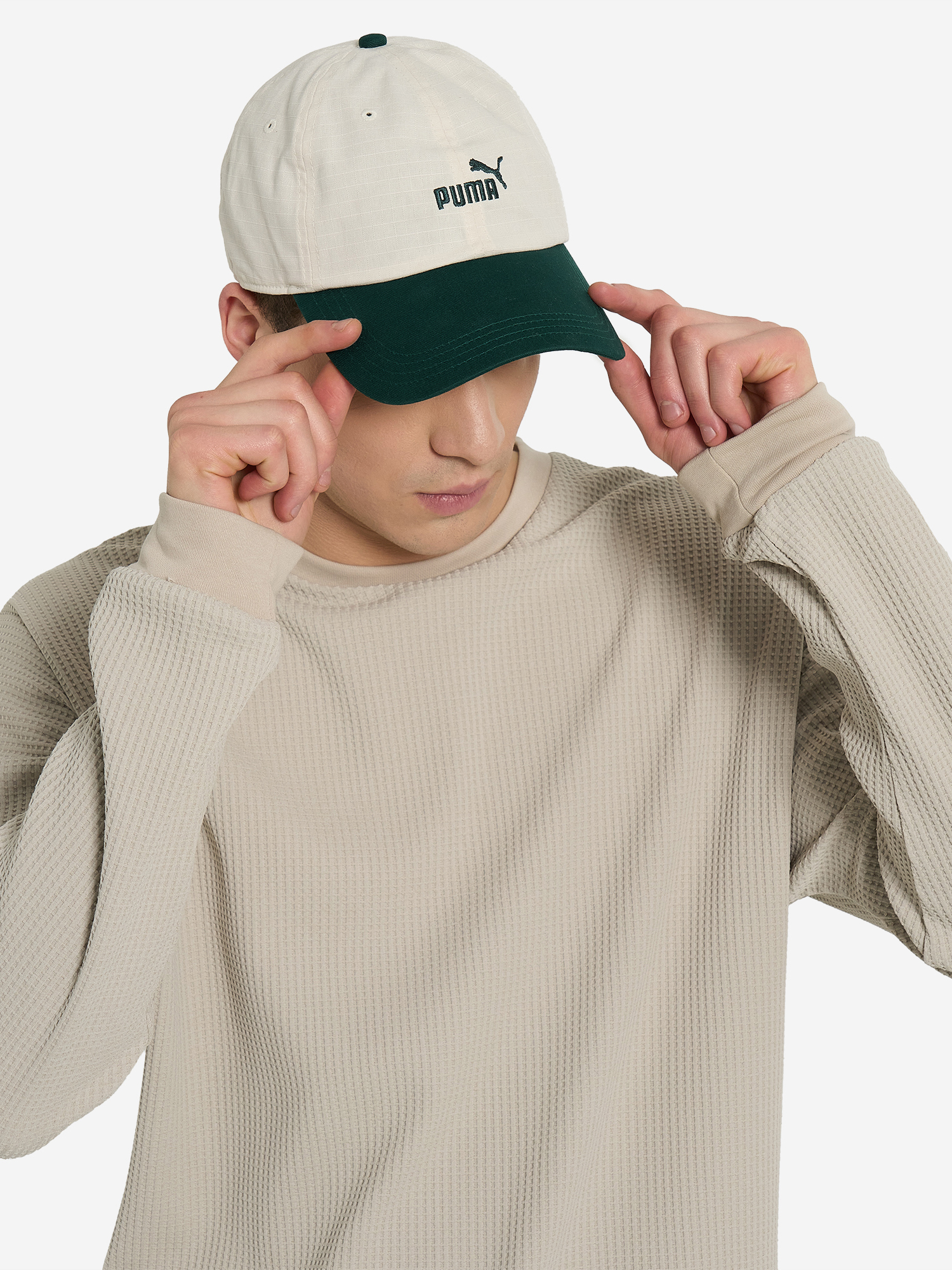 фото Бейсболка puma ess no 1 color block dad, бежевый