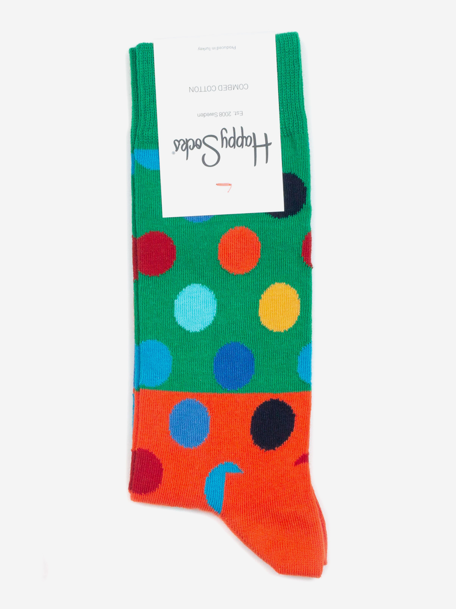 

Носки с рисунками Happy Socks, Big Dot Color Block Green Orange, Зеленый