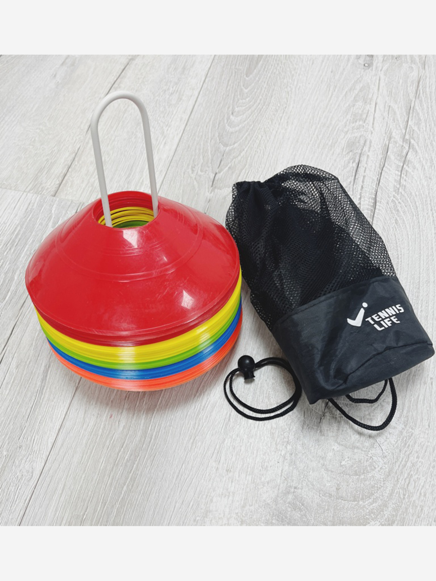 

Полуконусы TENNIS LIFE (комплект 50 шт на металлической подставке, в сумке), Мультицвет
