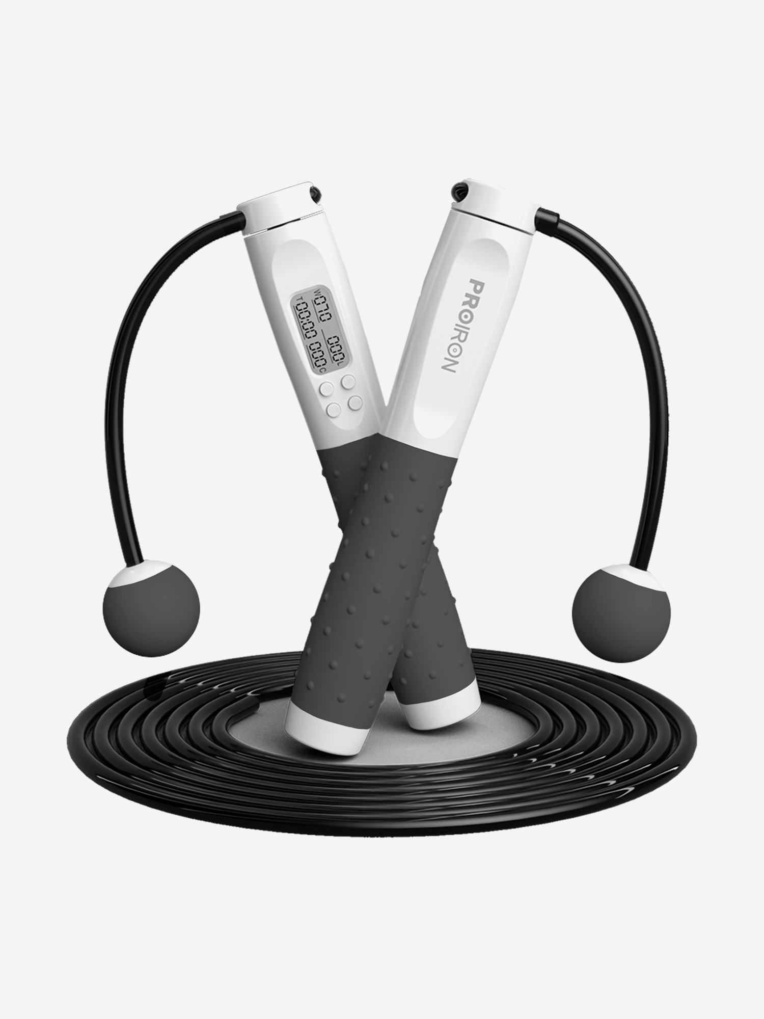 Изображение товара Скакалка PROIRON умная с дисплеем, Белый/Серый Изображение товара Скакалка PROIRON умная с дисплеем, Белый/Серый