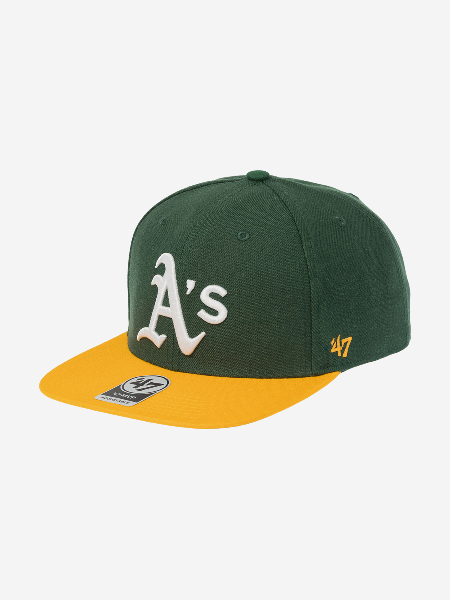 Изображение товара Бейсболка с прямым козырьком 47 BRAND B-SRSTT18WBP-DGC Oakland Athletics MLB (зеленый)