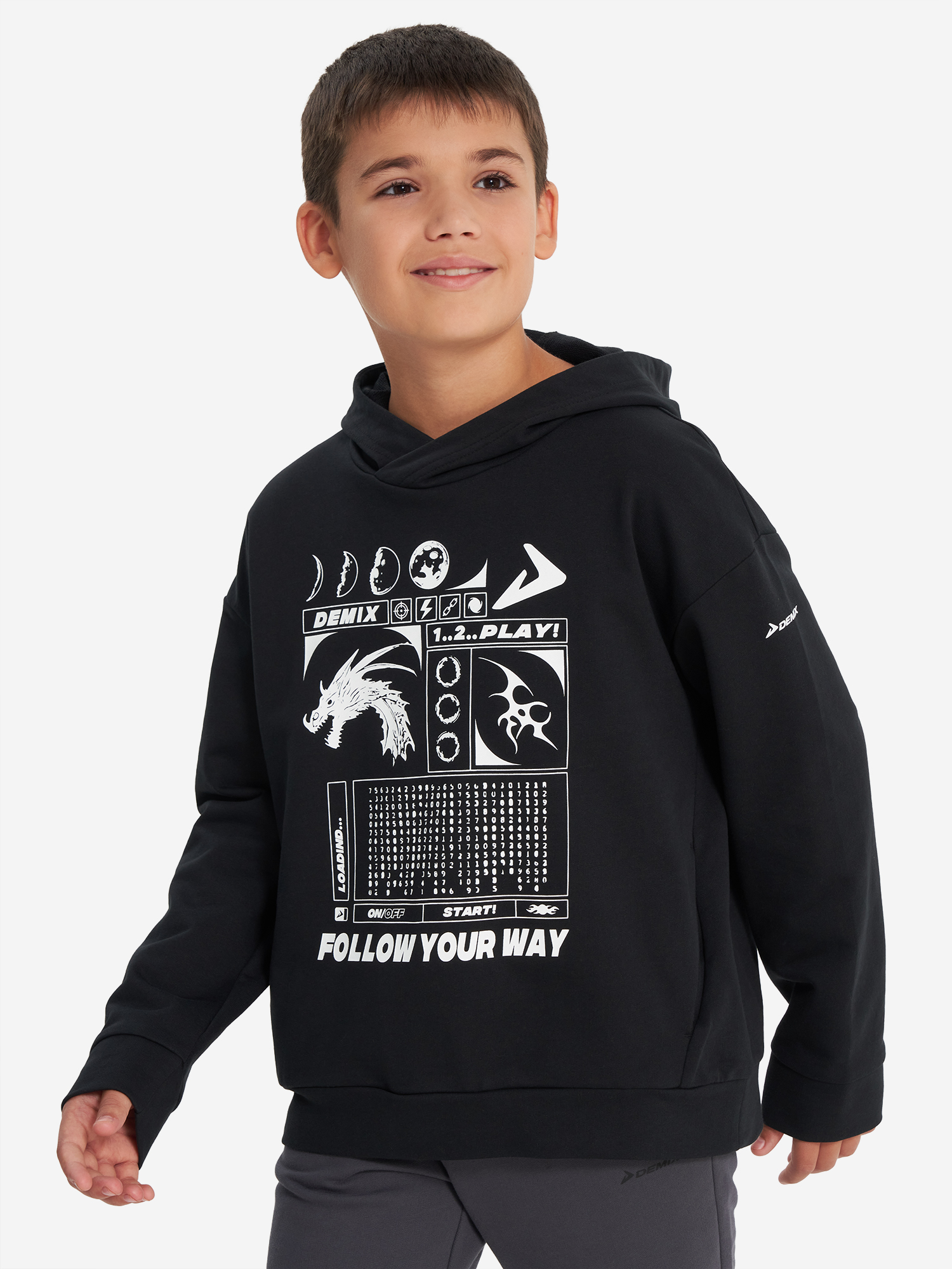 Худи для мальчиков Demix, черный, арт. 137705dmx-99