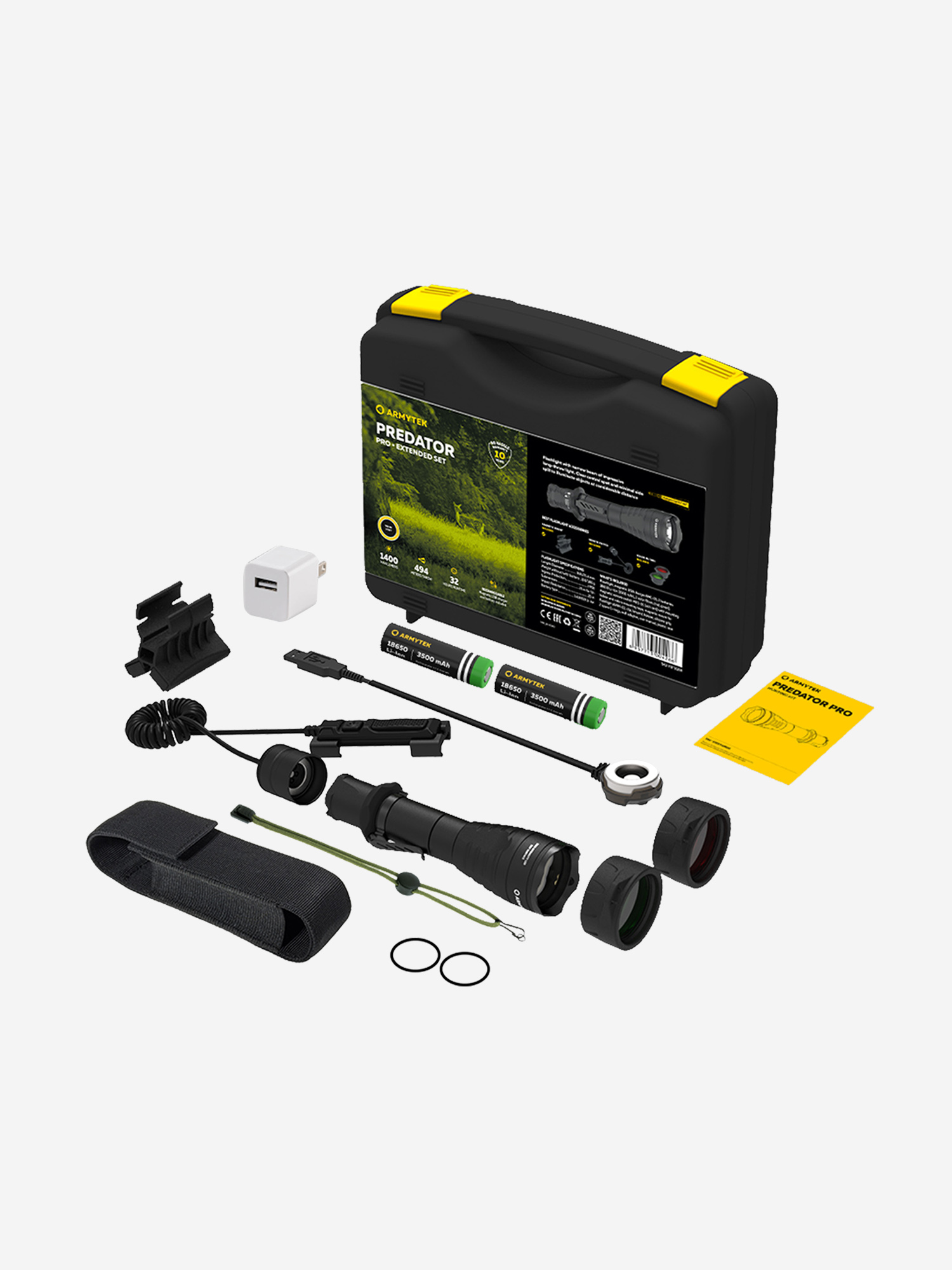 

Фонарь ручной Armytek Predator Pro Extended Set, теплый свет, Черный