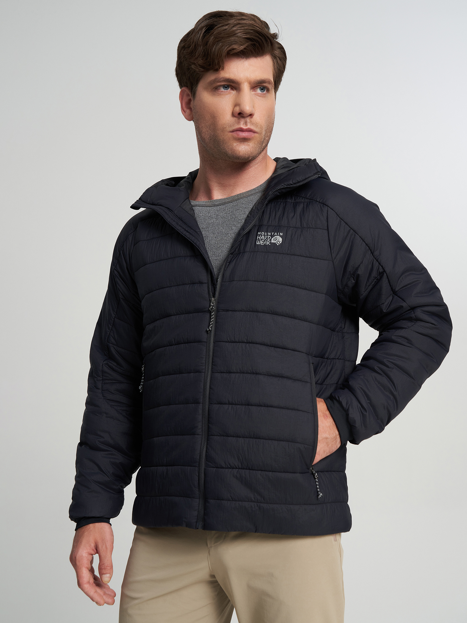 Изображение товара Куртка утепленная рипстоп мужская Mountain Hardwear Free Element Hooded Jacket, Черный Изображение товара Куртка утепленная рипстоп мужская Mountain Hardwear Free Element Hooded Jacket, Черный