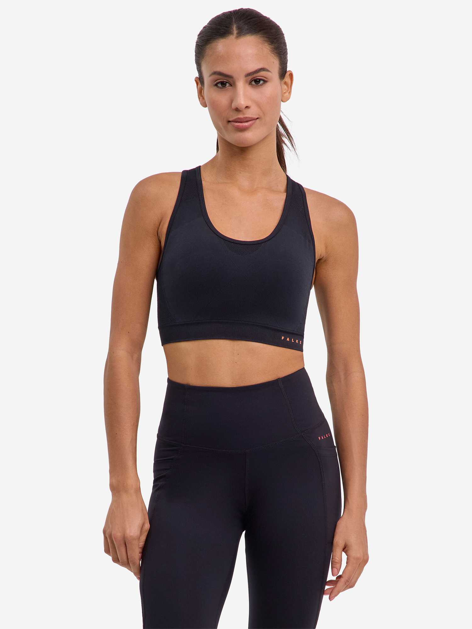 Изображение товара Стильный женский спортивный топ FALKE черный с съемными чашками