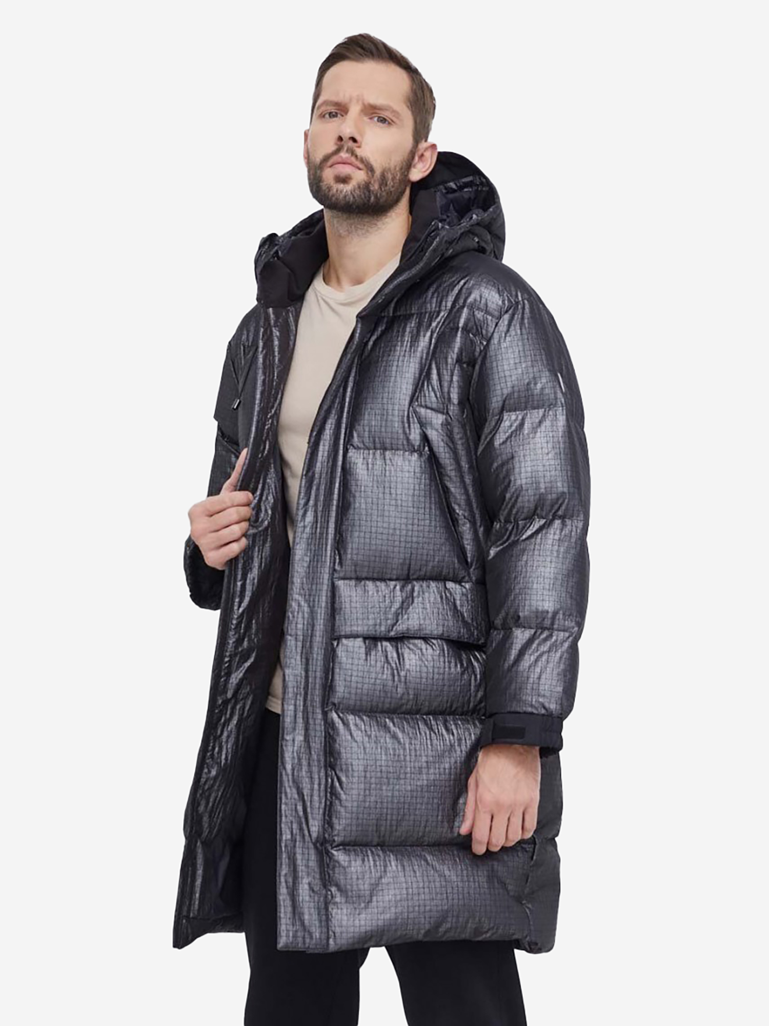 Глянцевый пуховик мужской EA7 DOWN JACKET, Черный 6RPK05PNEHZLBHFE26-16919, размер 48 - фото 2