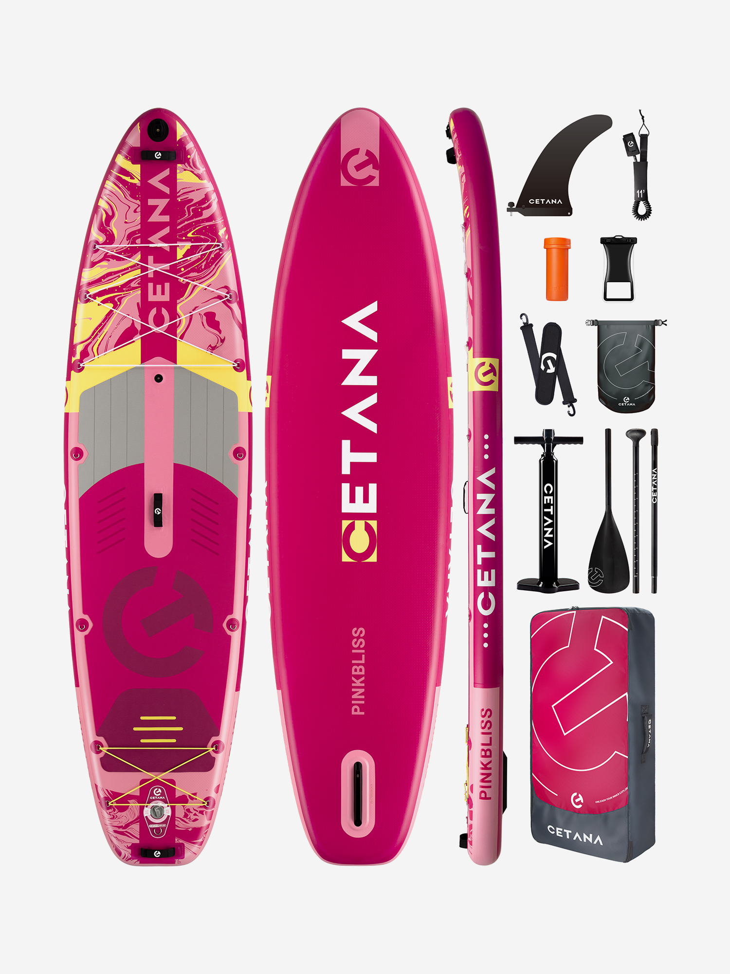 

Надувная SUP-доска CETANA PINKBLISS, 11'6" 351*89*15 см сапборд, Розовый
