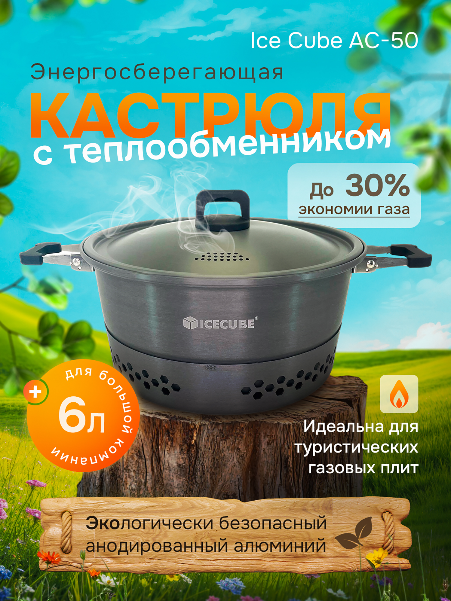 Изображение товара Кастрюля походная Icecube AC-60 с теплообменником, 6 литров