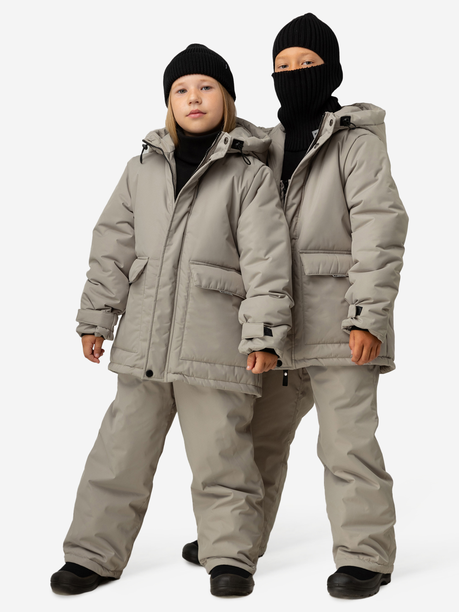 Изображение товара Костюм зимний из мембраны bodo серо-бежевый для детей