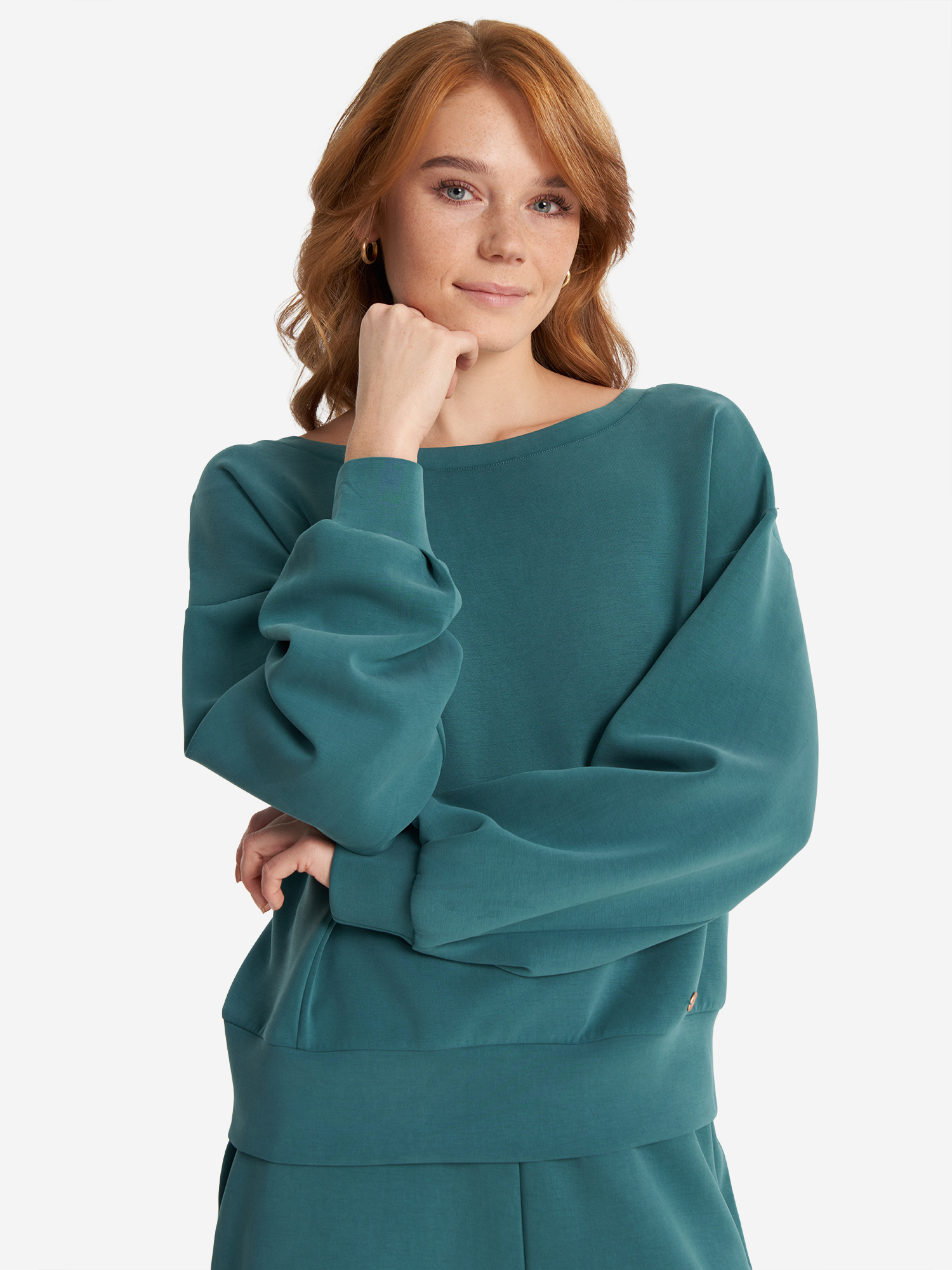 Изображение товара Женский свитшот Sensana морская волна свободный короткий длинный рукав спорт