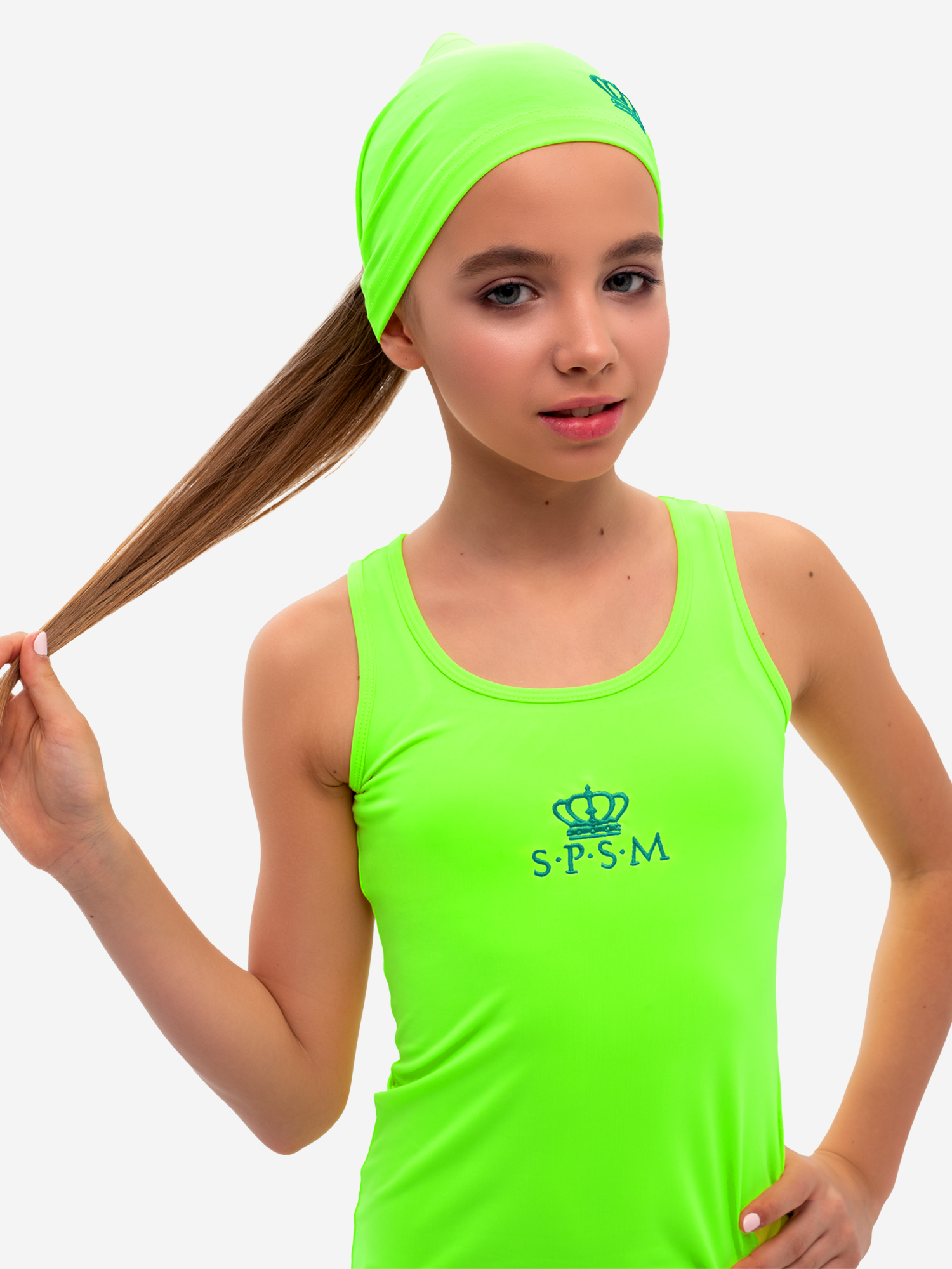 Изображение товара Женская повязка на голову SPSM лаймовая для спорта и отдыха