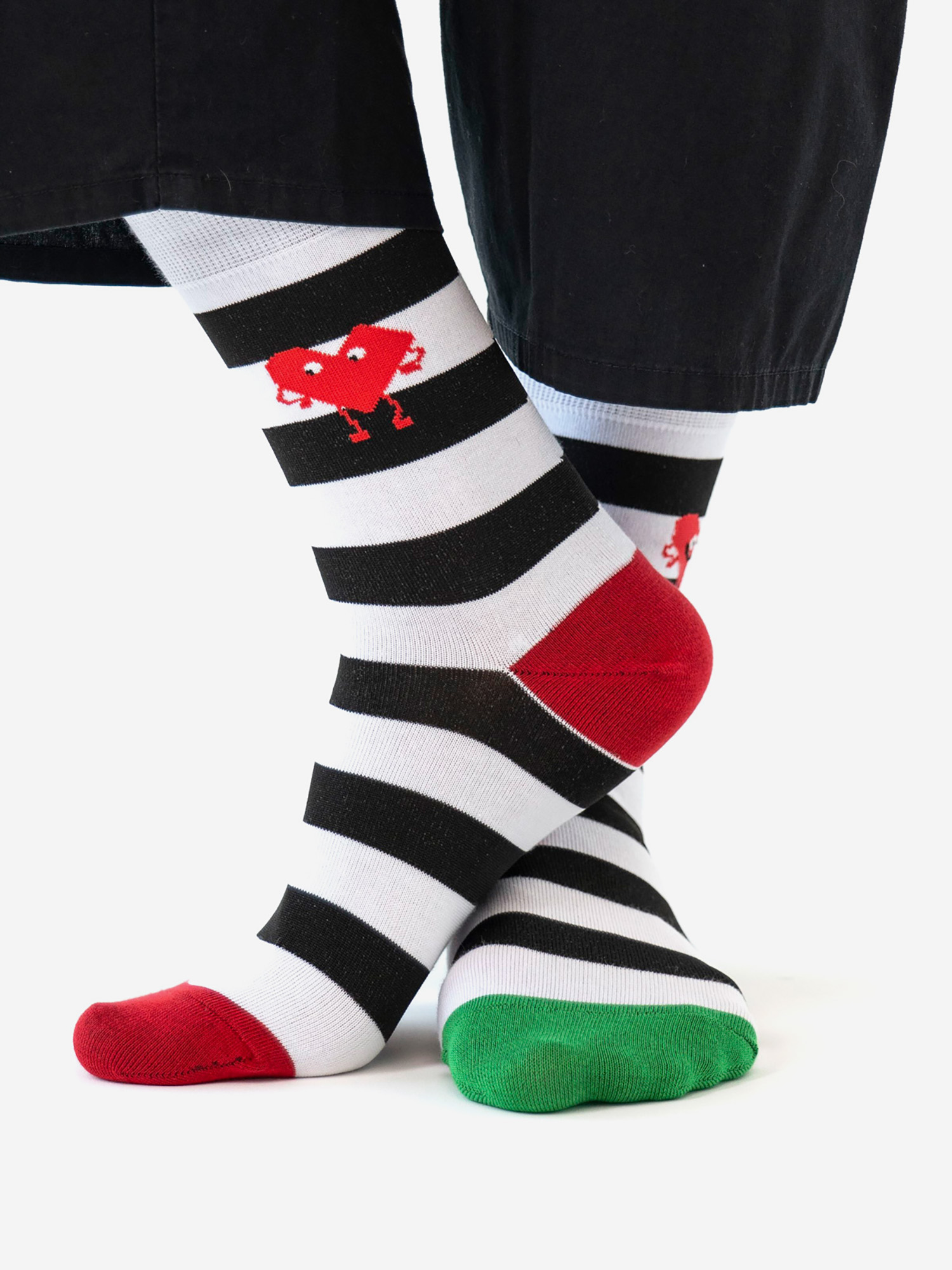 Носки St. Friday Socks - Полоски с сердечком, Черный носки st friday socks полоски с сердечком голубой