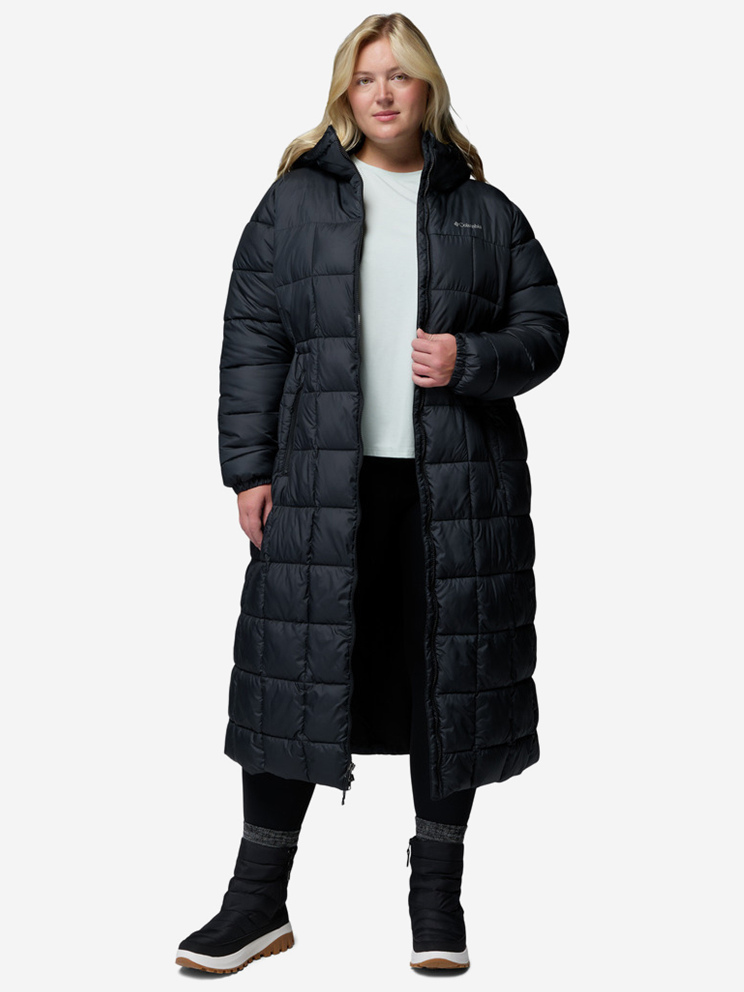 Пальто утепленное женское Columbia Puffect III Long Jacket, Plus Size, Черный