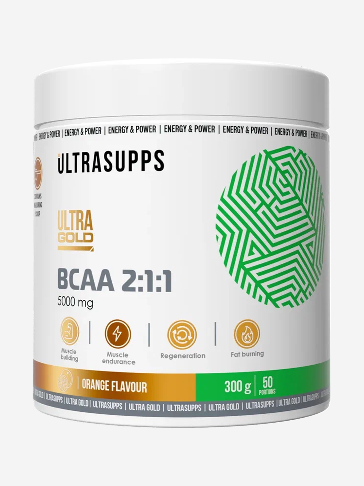

Аминокислоты BCAA 2:1:1 Ultrasupps "Апельсин", 300 г, Белый