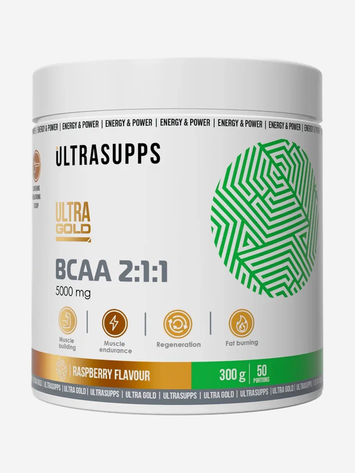 

Аминокислоты BCAA 2:1:1 Ultrasupps "Малина", 300 г, Белый