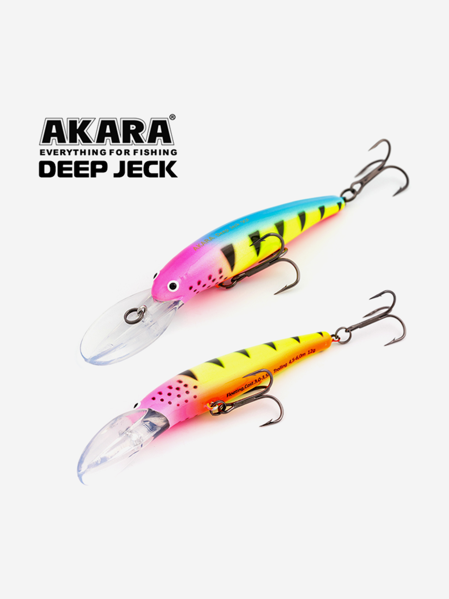 Изображение товара Воблер Akara Deep Jeck 90F минноу плавающий для троллинга на щуку, судака, окуня 12,1гр A124