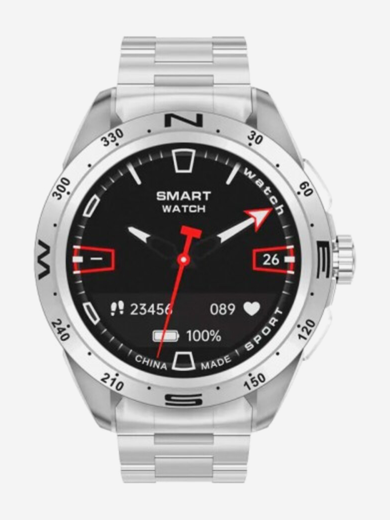 

Смарт-часы BandRate Smart BRSBCD28SS с будильником, трекером сна, Серебряный