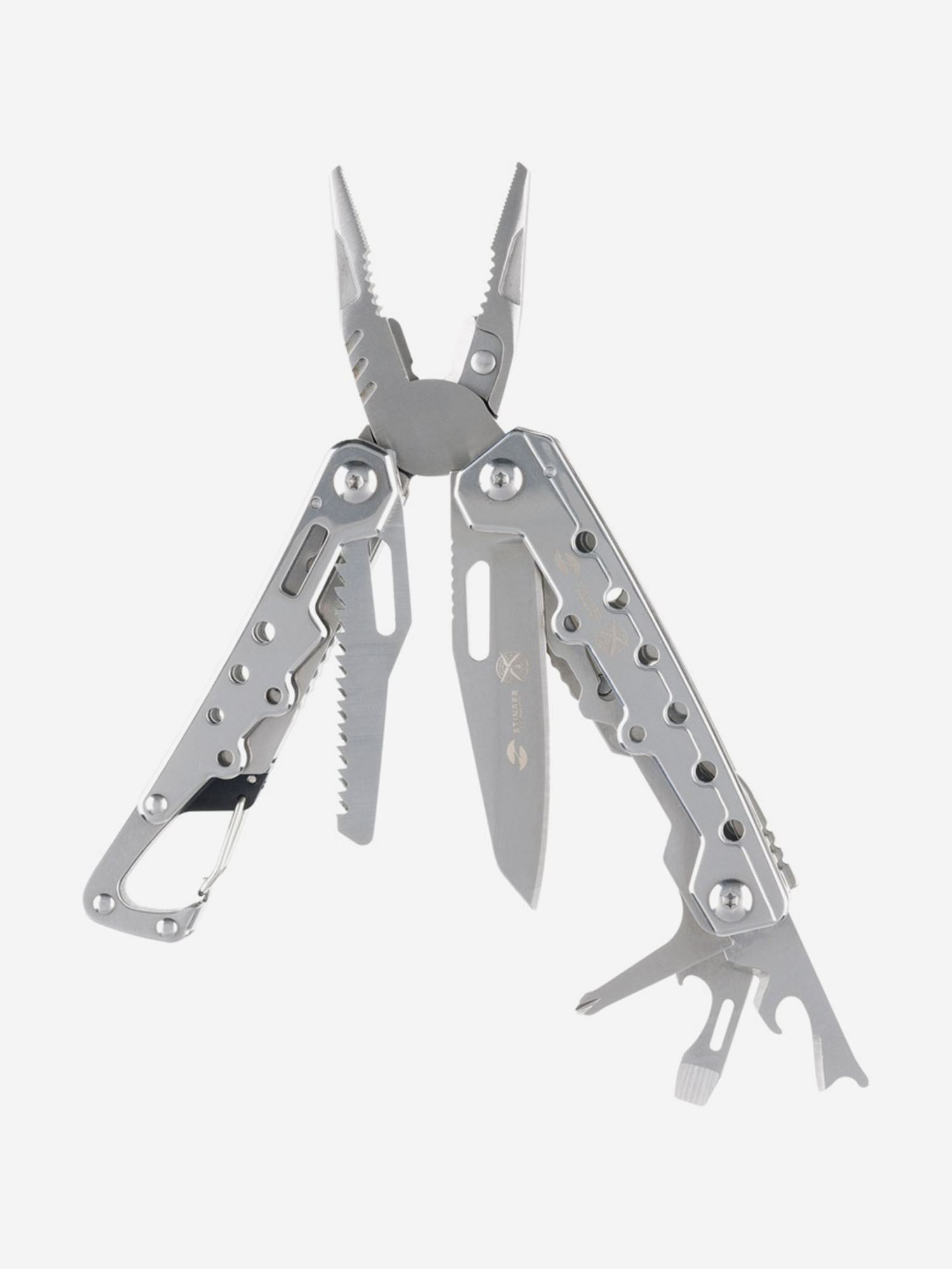 

Мультиинструмент складной Stinger, 105 мм, 12 функций, нейлоновый чехол, Серебряный