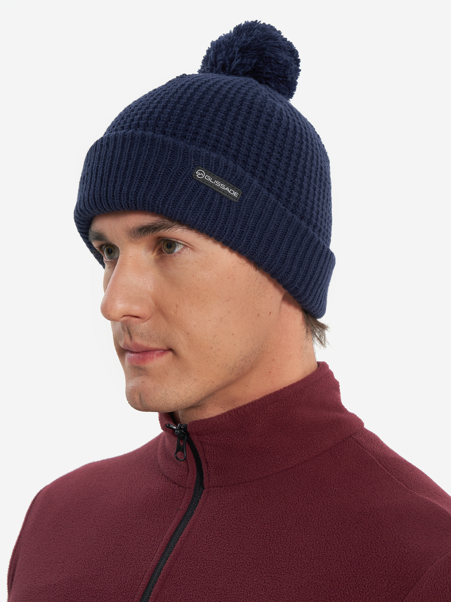Изображение товара Мужская зимняя шапка Glissade для горных лыж с отворотом и помпоном