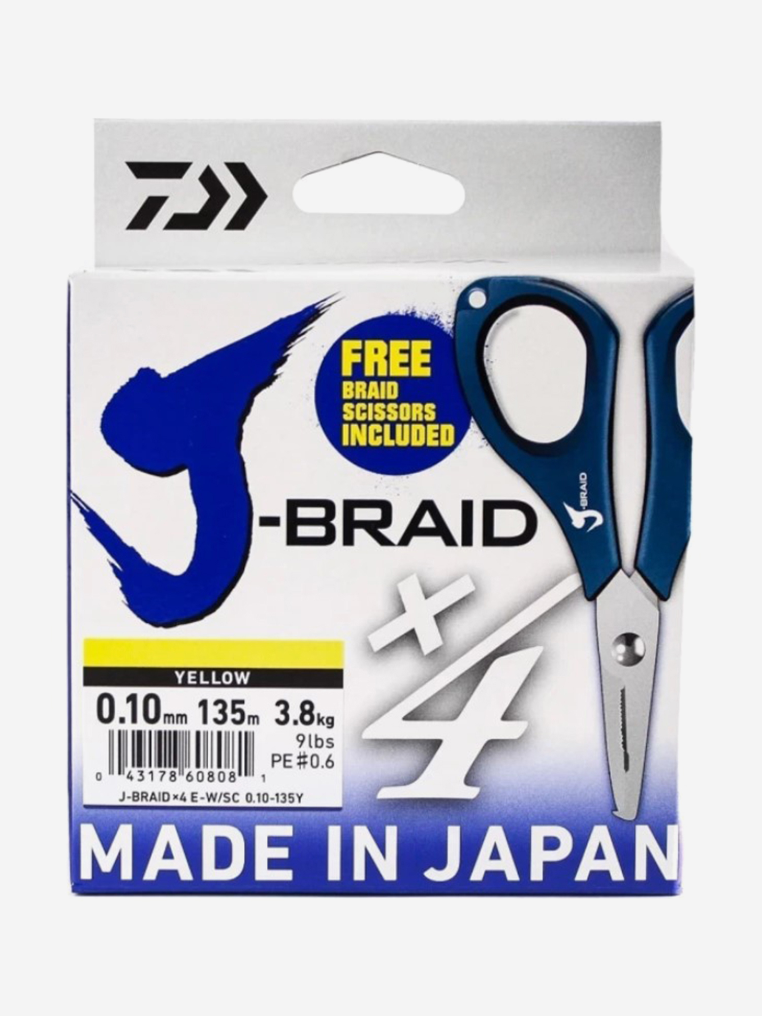 

Шнур DAIWA J-Braid x4 135м Yellow 0,10мм 2,6кг W/SC, Желтый