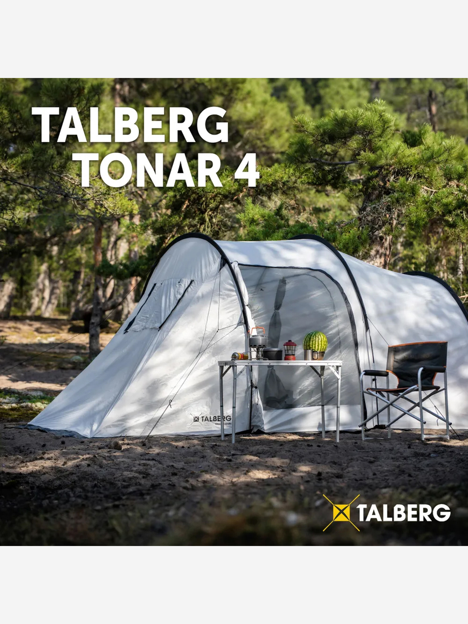 Изображение товара Палатка туристическая 4 местная Talberg TONAR 4 SAHARA серый для кемпинга