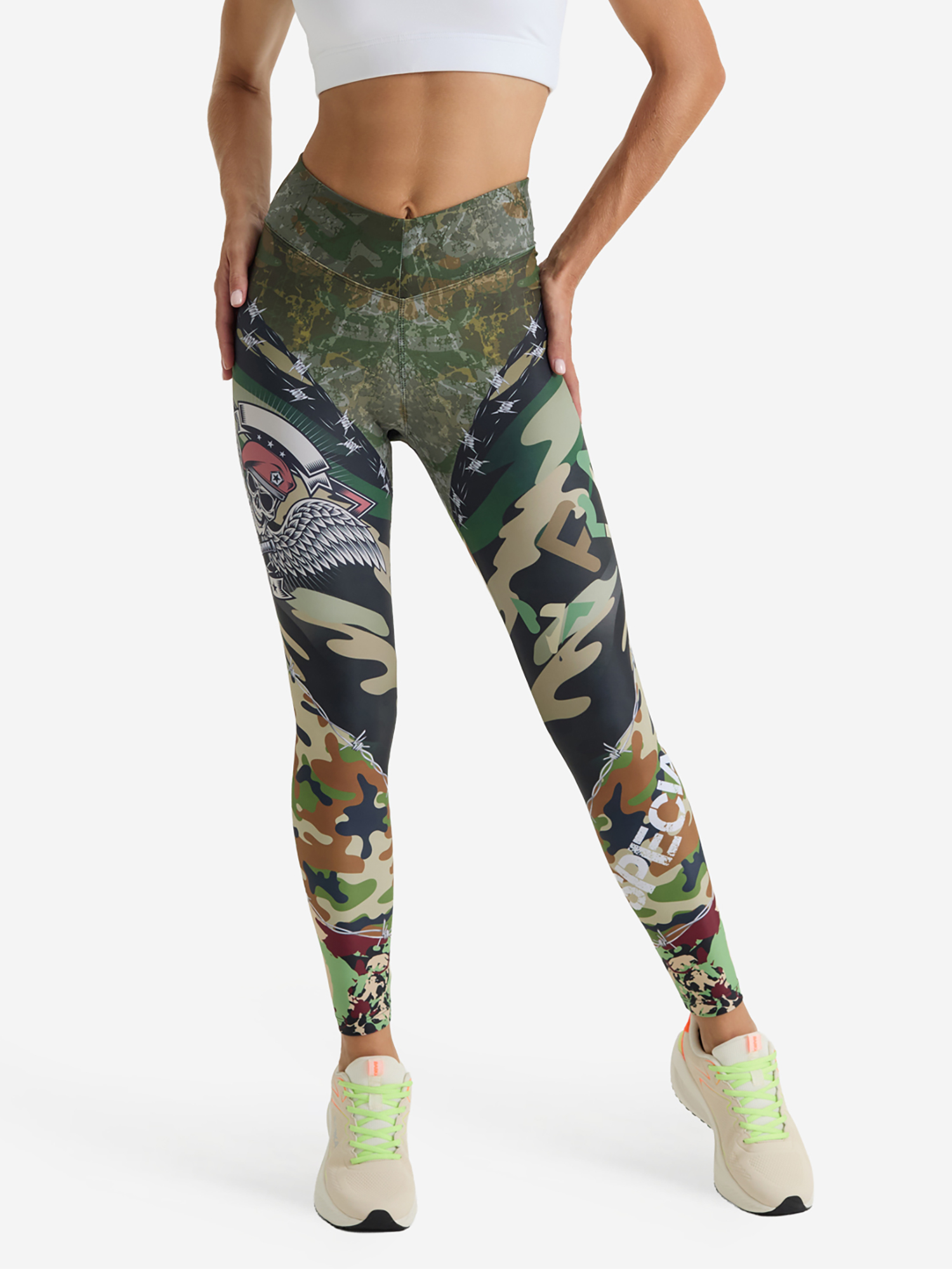 Изображение товара Легинсы женские спортивные BARKA, лосины для спорта, тайтсы, Зеленый/Черный