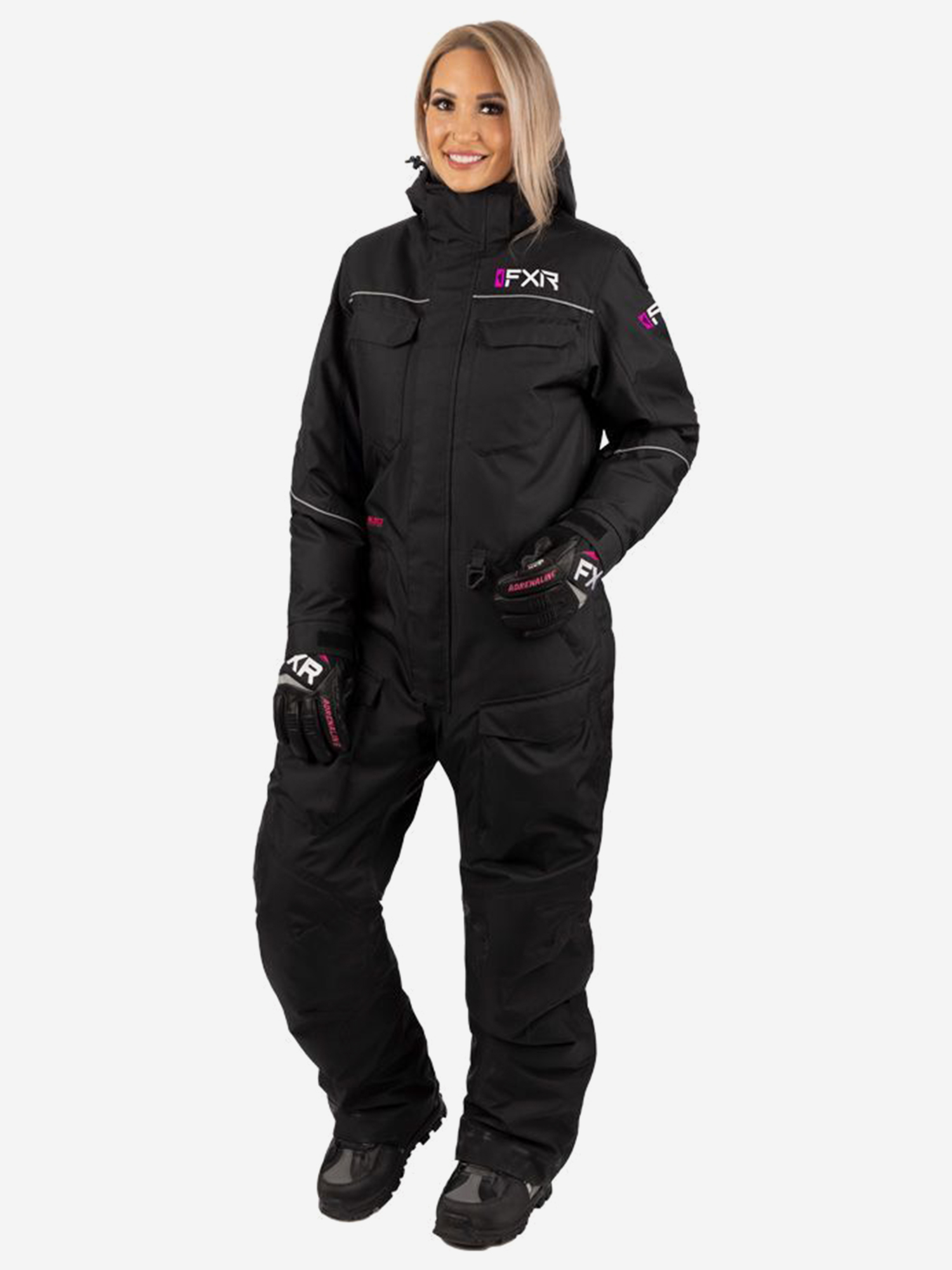 Изображение товара Комбинезон женский FXR Excursion с утеплителем и мембраной Hydr, зимний, водонепроницаемый, Черный/Розовый