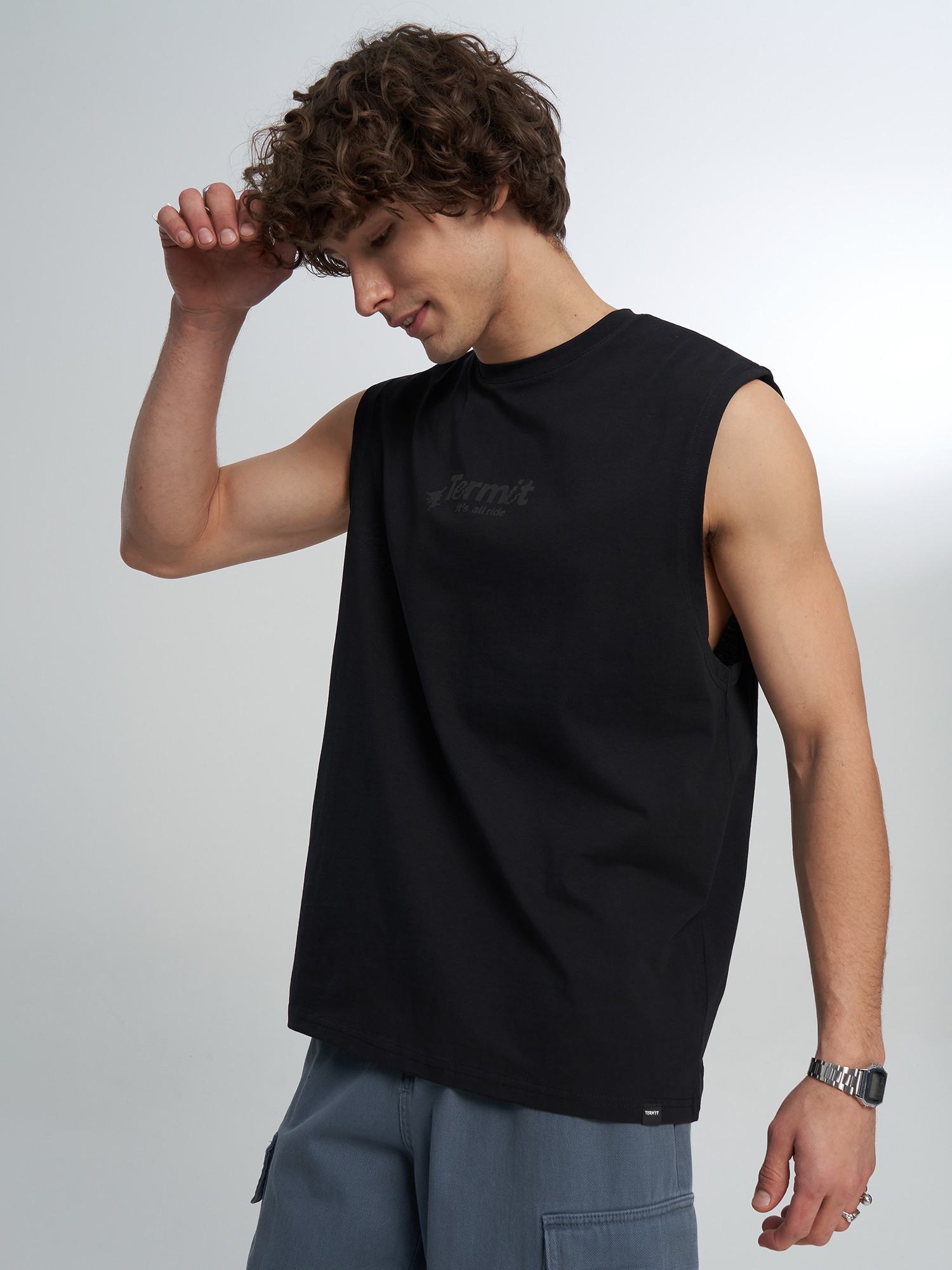 Изображение товара Мужская майка Termit черная спортивный стиль скейтбординг летняя всесезонная