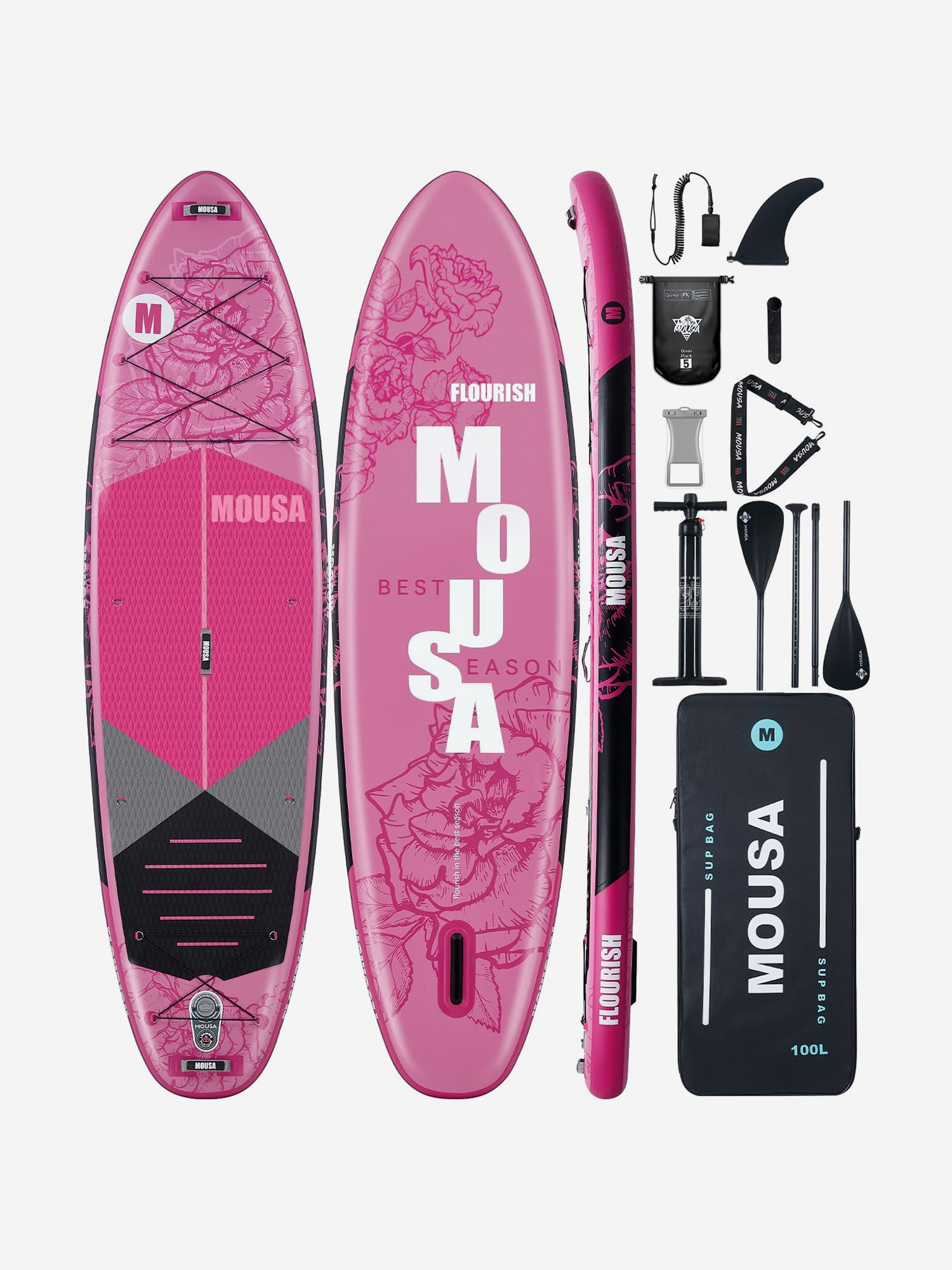 

SUP-доска MOUSA PINK, 11'35"x34"x6" 345*84*15CM, Розовый