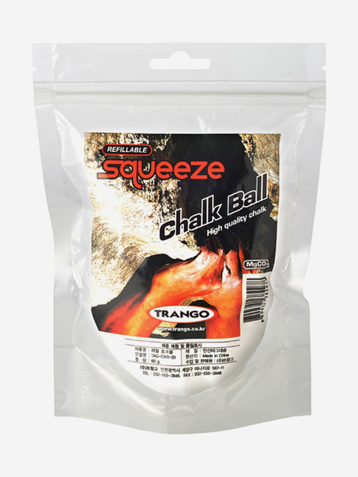 

TRANGO магнезия шарик Squeeze Chalk Ball 60гр, Белый