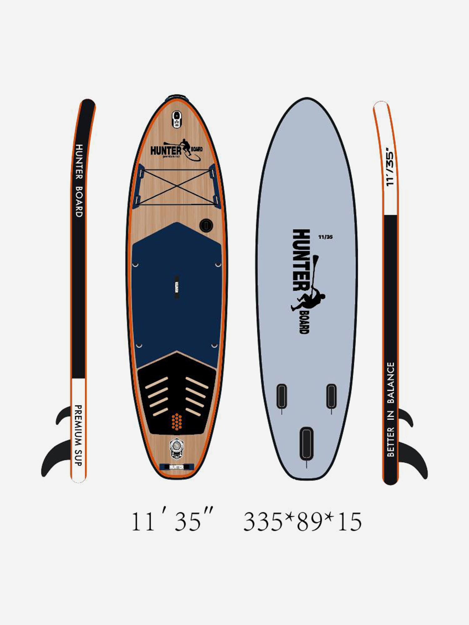 

Sup-доска Hunterboard ACTIVE FISH 11', 335х89х15 см, Wood/Silver, Коричневый
