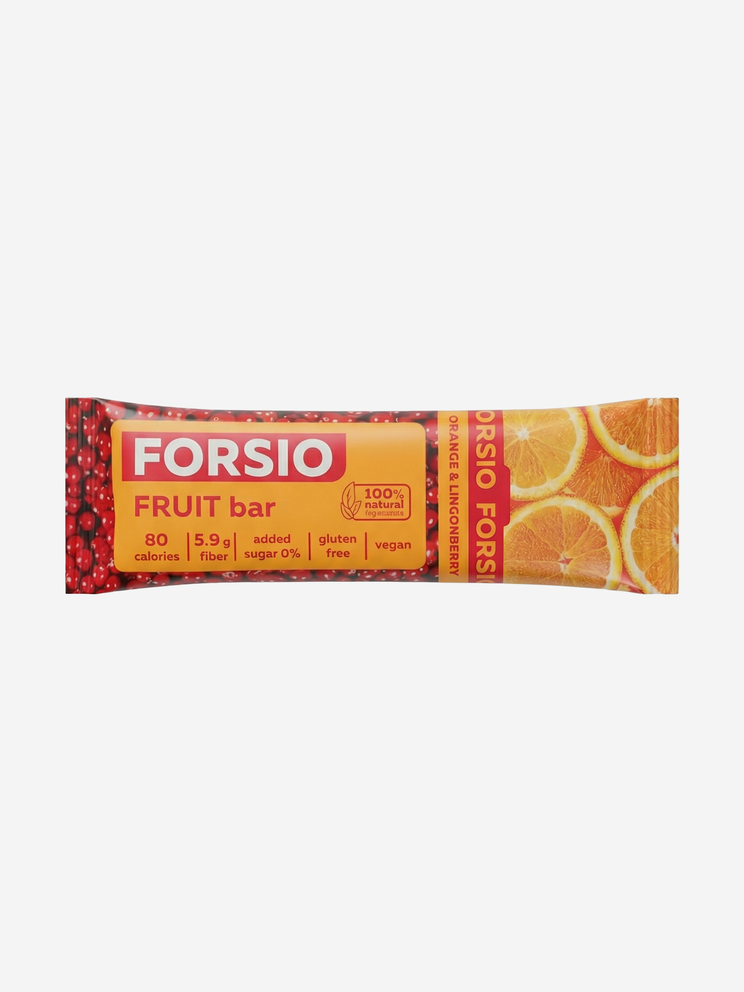 Фруктовый батончик Forsio абрикосовый с апельсином и брусникой, 30 г, Оранжевый