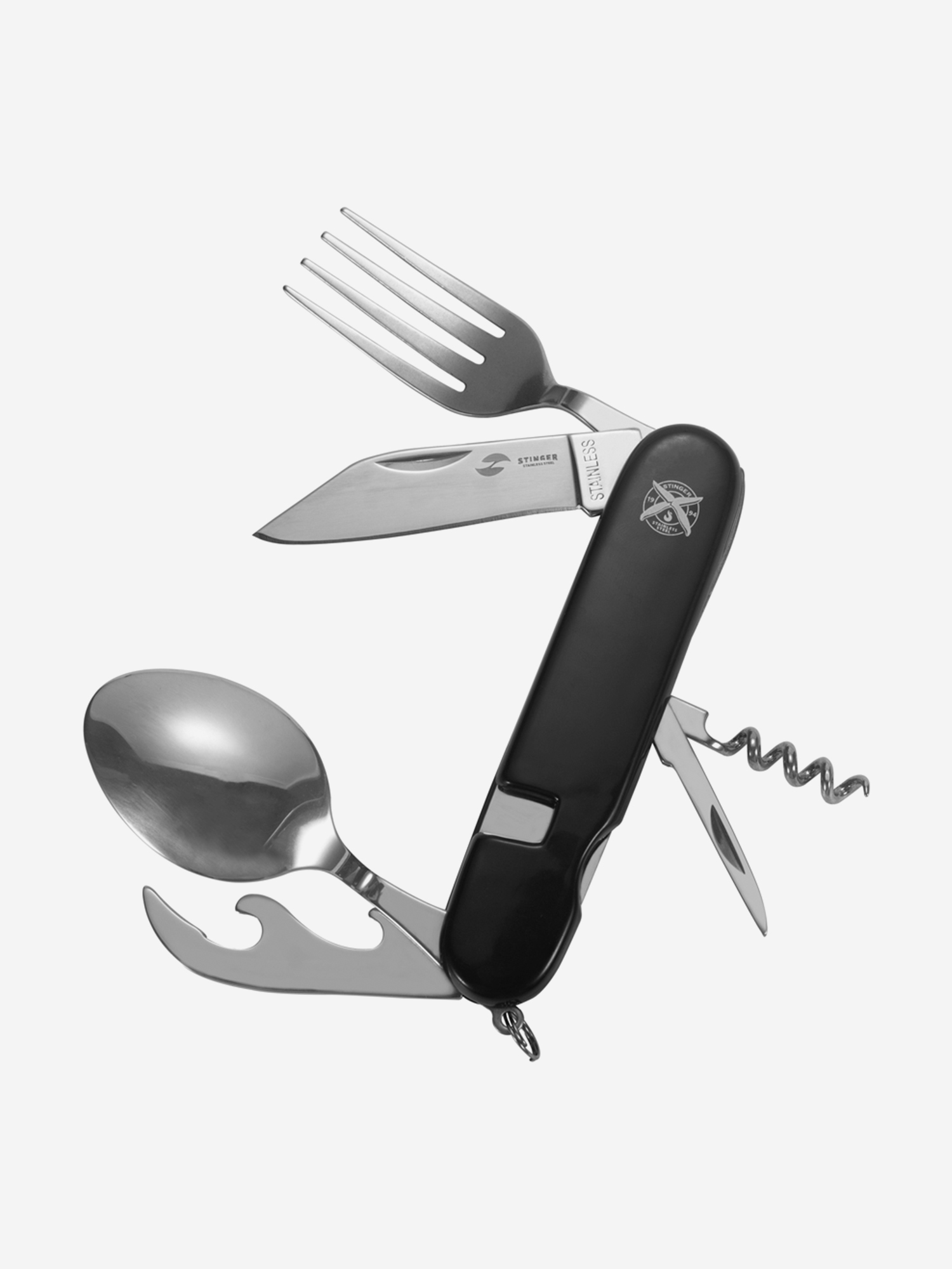 

Нож перочинный STINGER, , 8 функций, Черный