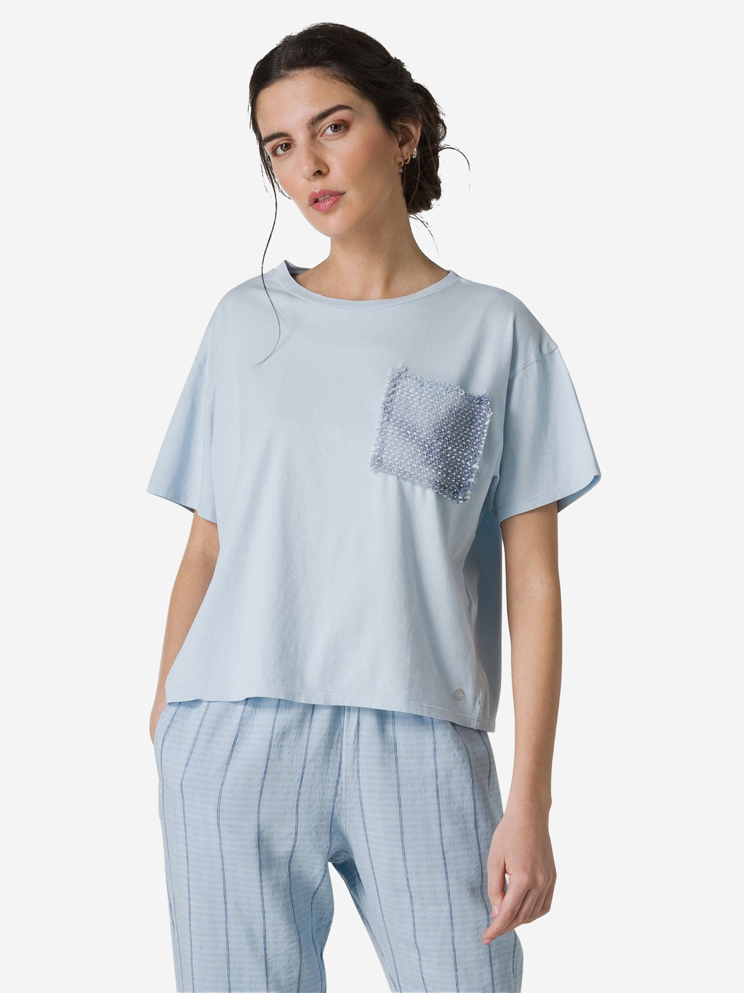 Футболка женская DEHA Tweed Trim T-Shirt, Голубой