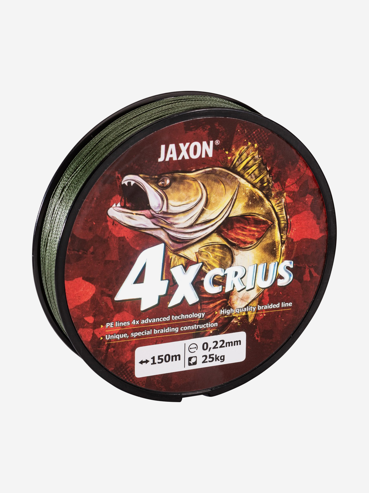 

Плетеный шнур для рыбалки Jaxon Crius 4x зеленый 150 метров 0.22 мм 25 кг, Зеленый