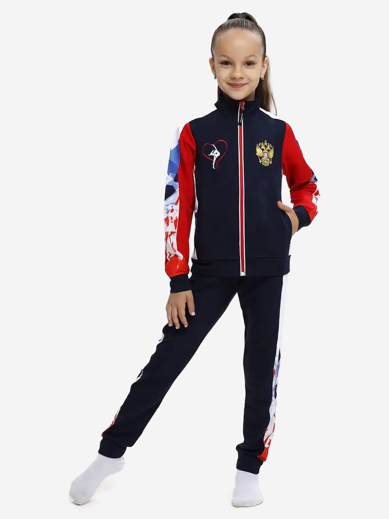 Изображение товара Спортивный костюм для девочки WILDWINS приталенный всесезонный из хлопка и полиэстера