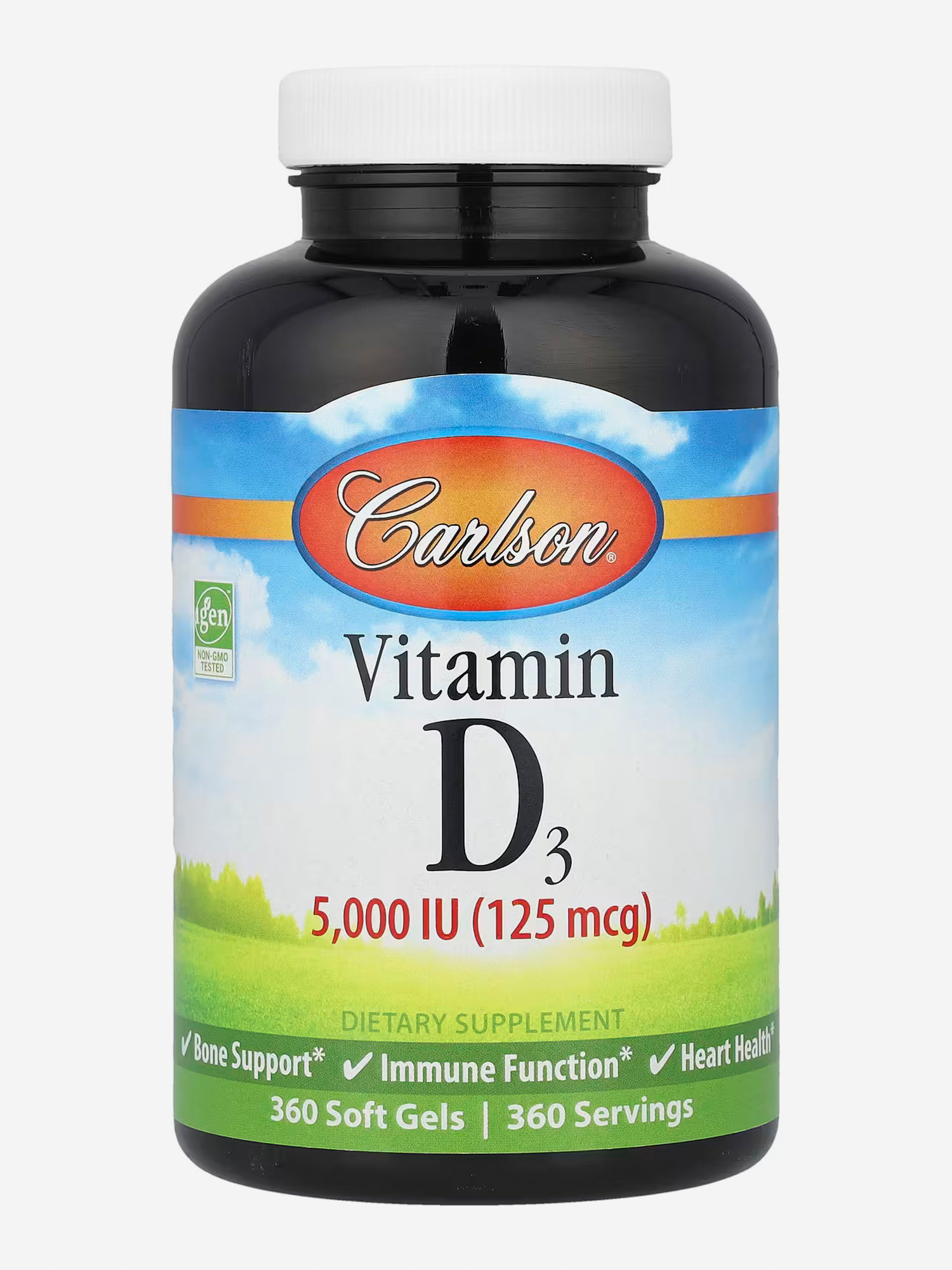 Изображение товара Витамин D3 Carlson 5000 IU 360 капсул для иммунитета и здоровья взрослых