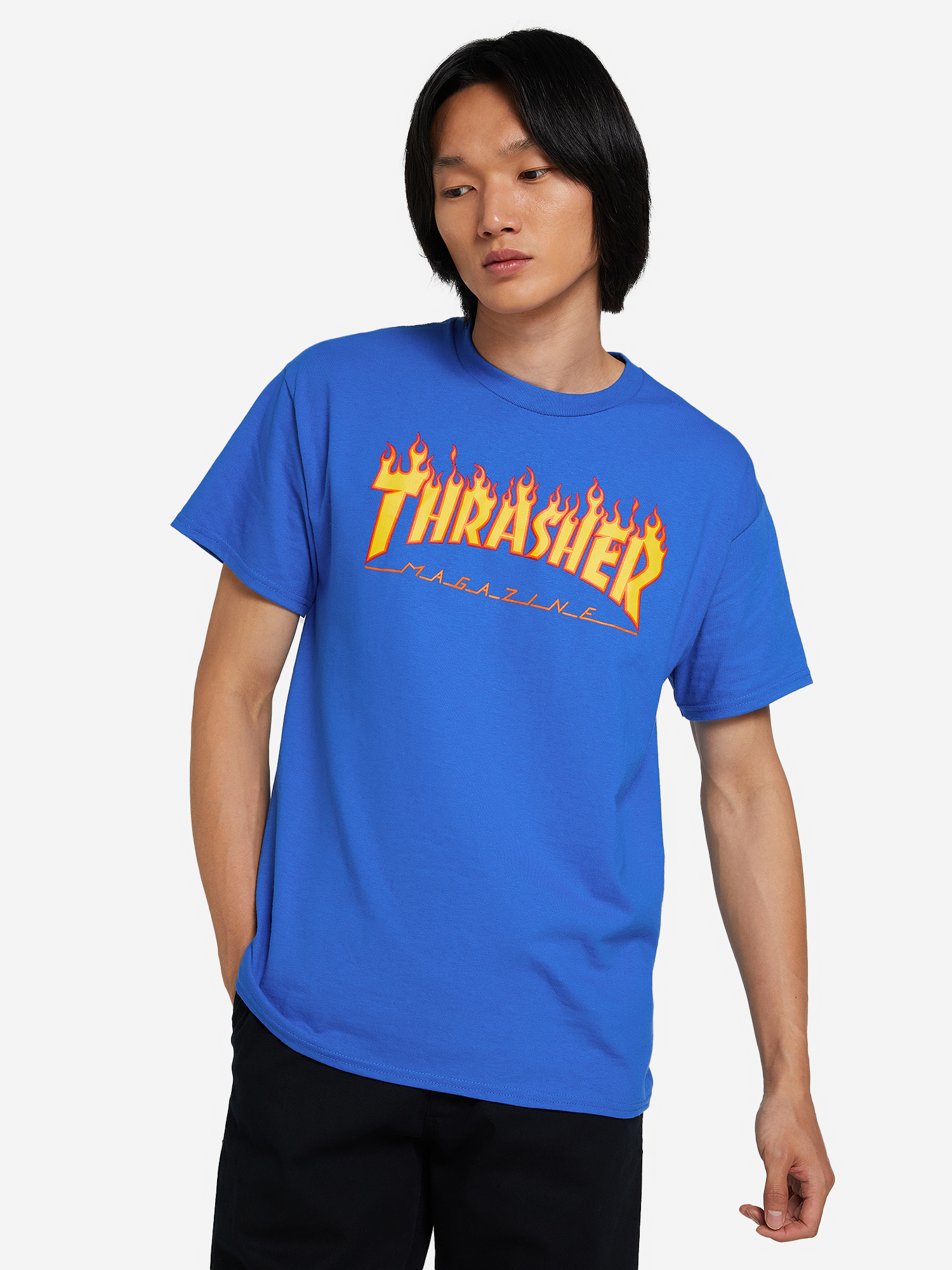 Футболка мужская Thrasher Flame Logo, Синий 311019TRR-ROYAL, размер RUS 50-52