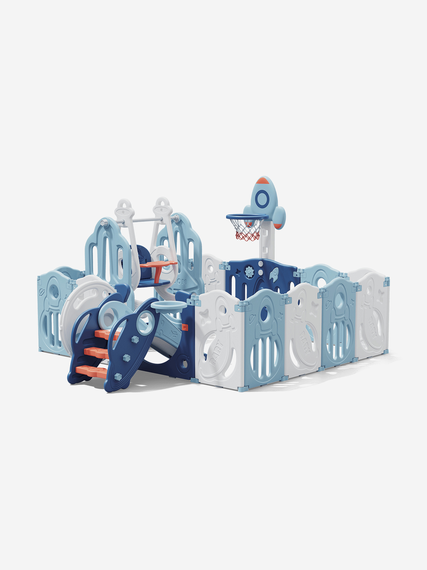 

Манеж UNIX Kids SUPREME Space 160x160 Blue с качелями, Синий
