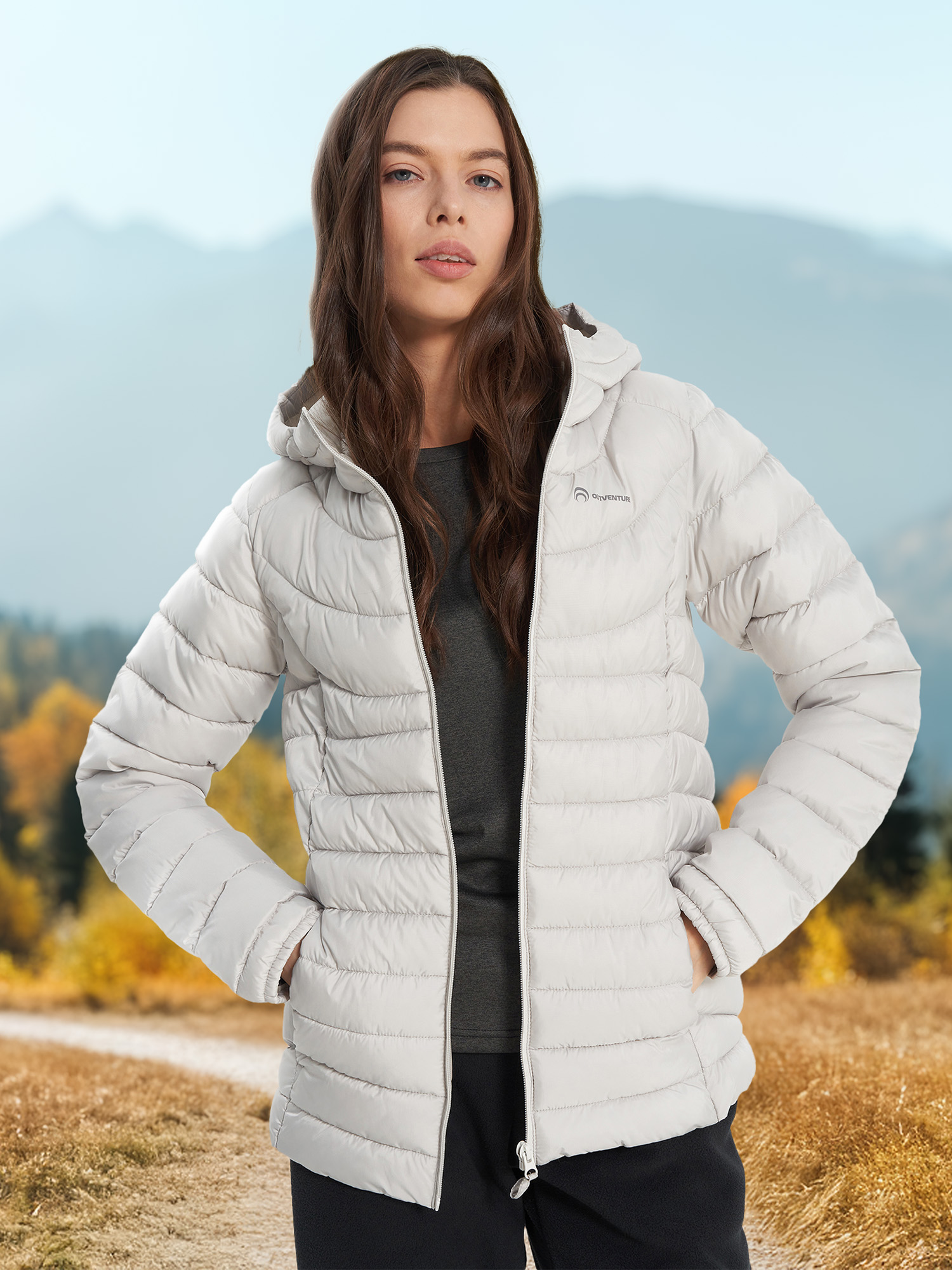 Пуховик женский Outventure, серый, арт. 137545out-90
