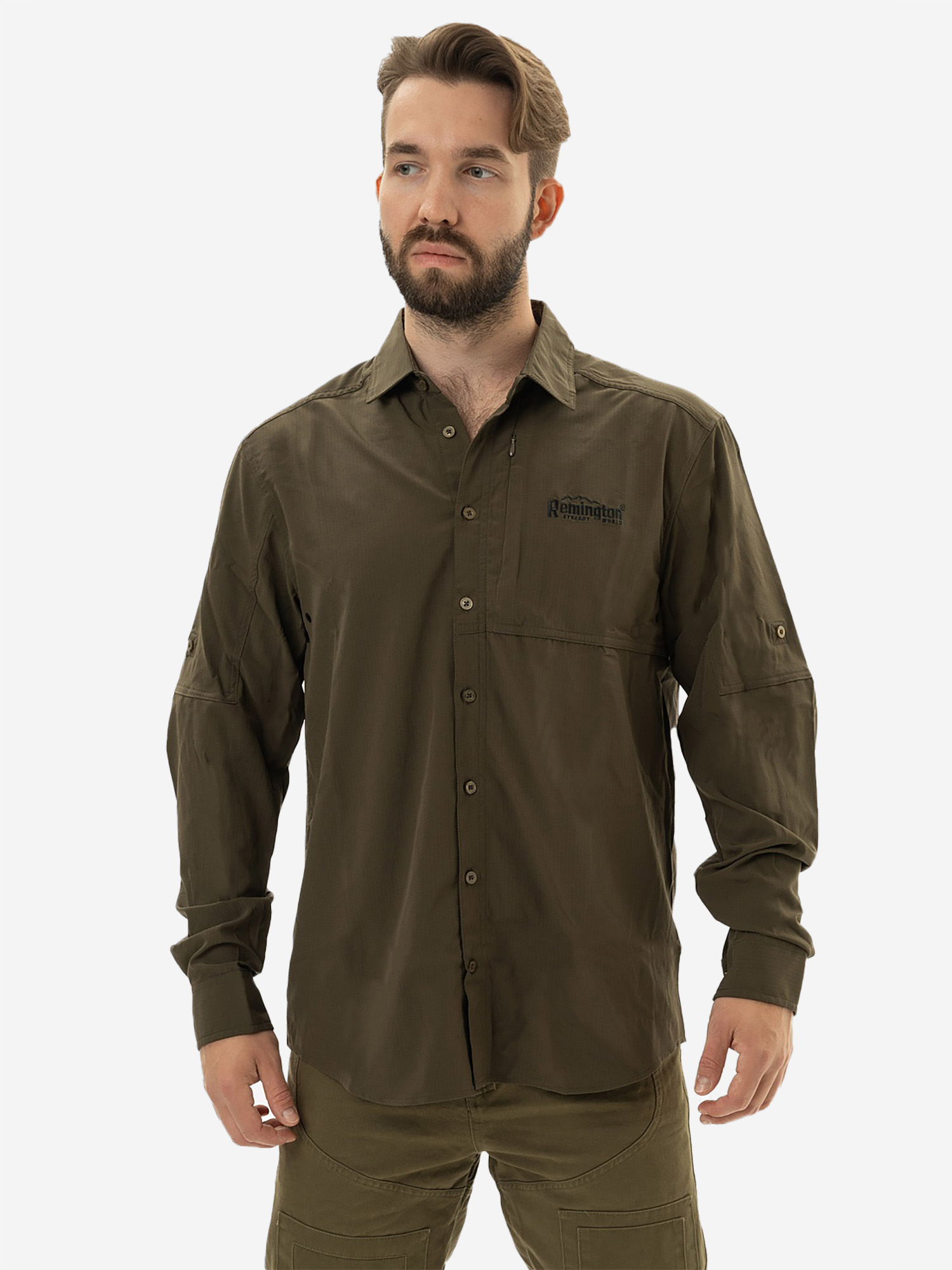 Рубашка Remington Shooter Dark Olive, Зеленый футболка мужская оверсайз хлопок спортивная летняя rizziano зеленый