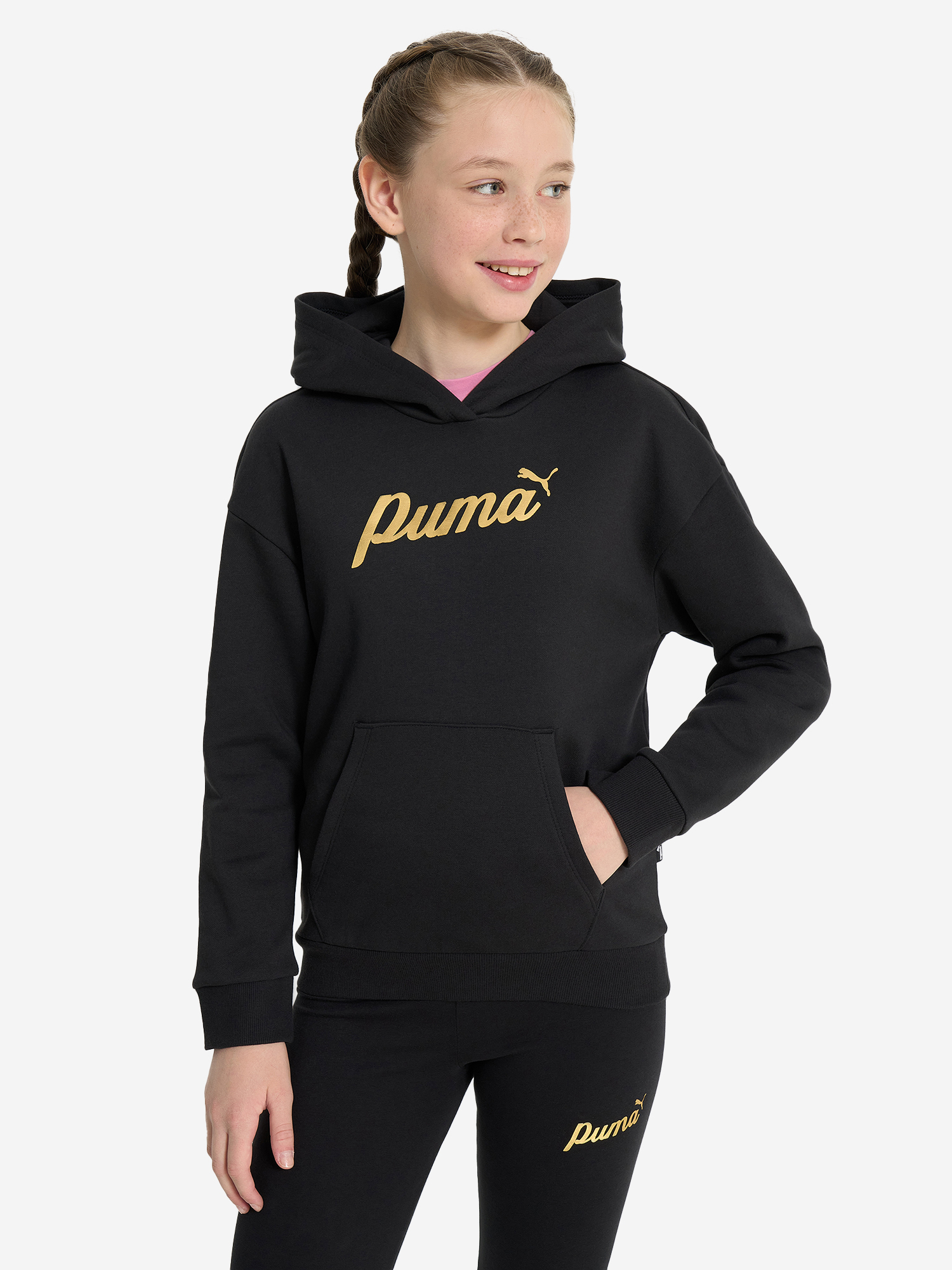 фото Худи для девочек puma ess+ block, черный