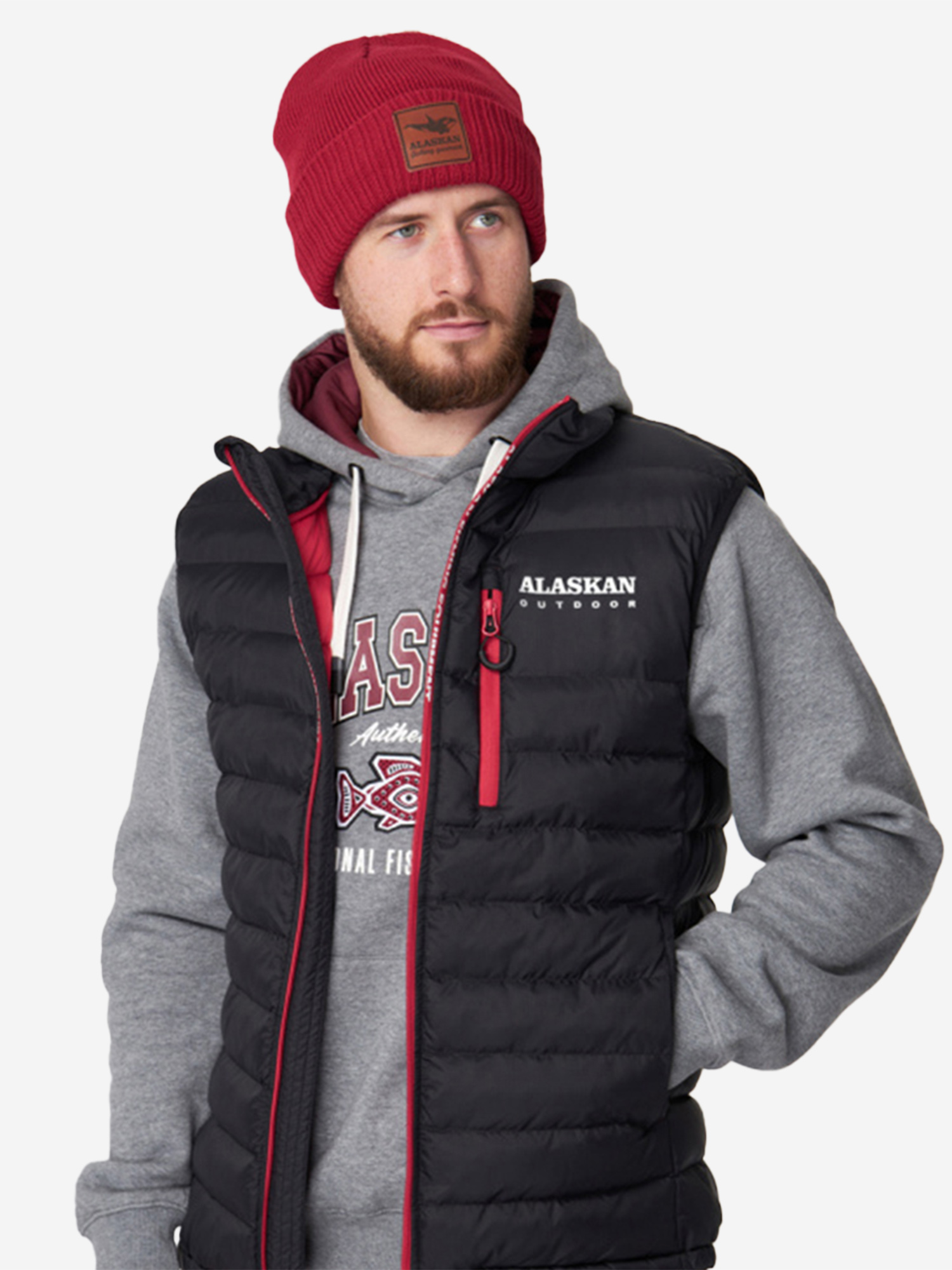 

Жилет мужской Alaskan Juneau Vest утепленный стеганый черный /красный, Черный