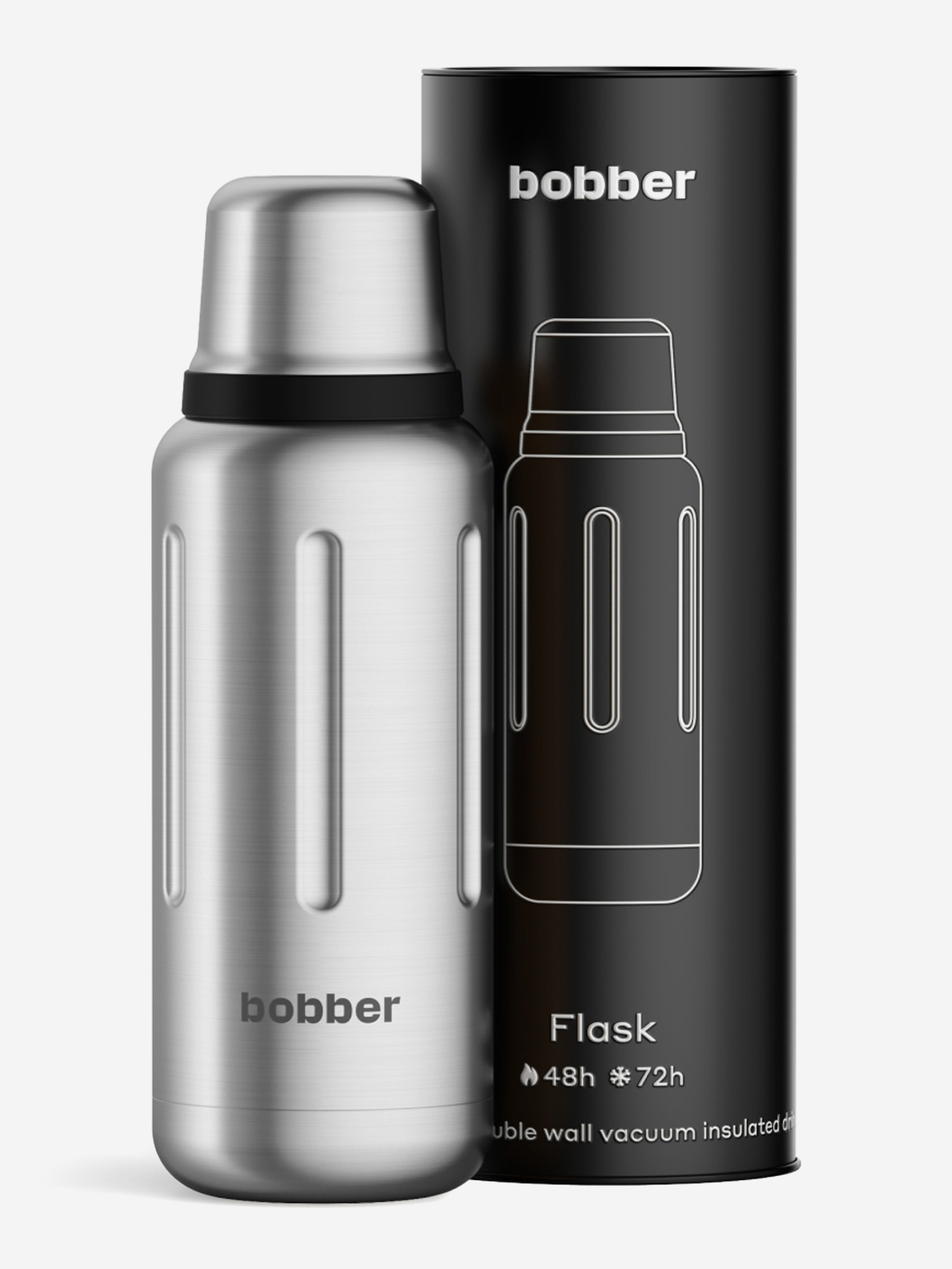 

Термос вакуумный для напитков BOBBER Flask 770 мл, тепло до 36 часов, матовый, Серебряный