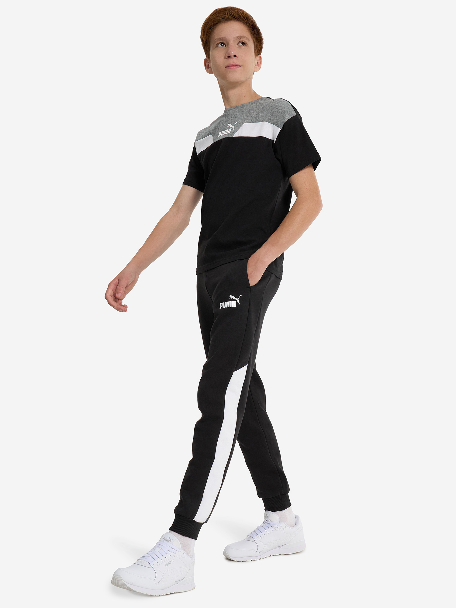 фото Футболка для мальчиков puma power colorblock, черный
