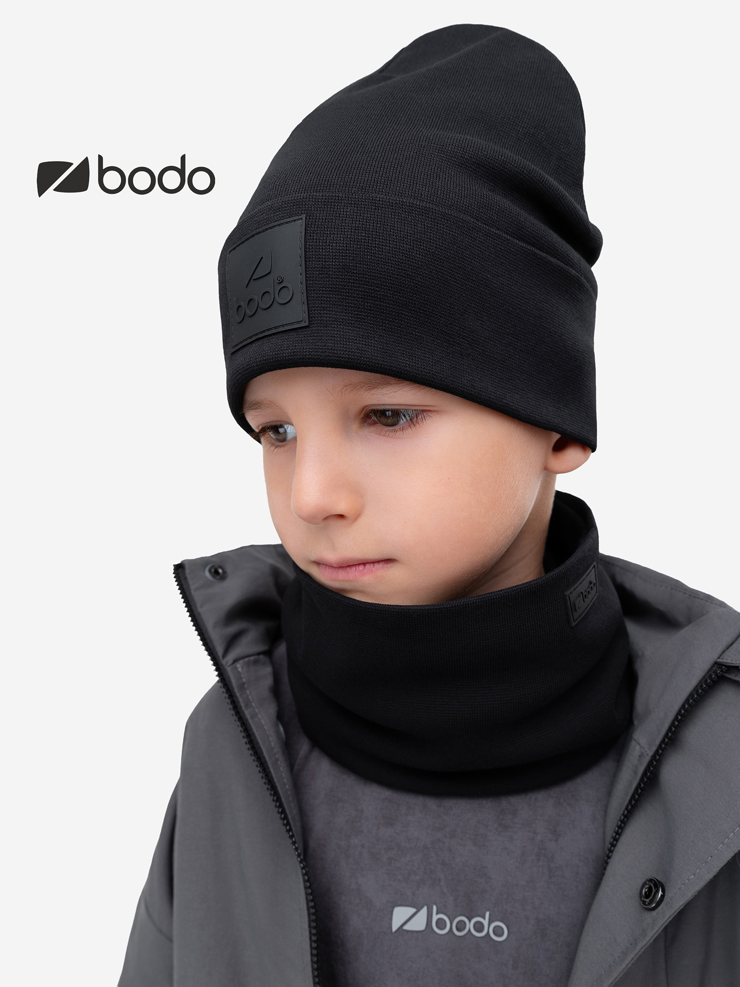 Изображение товара Комплект для мальчиков bodo шапка и снуд из рибаны для демисезона